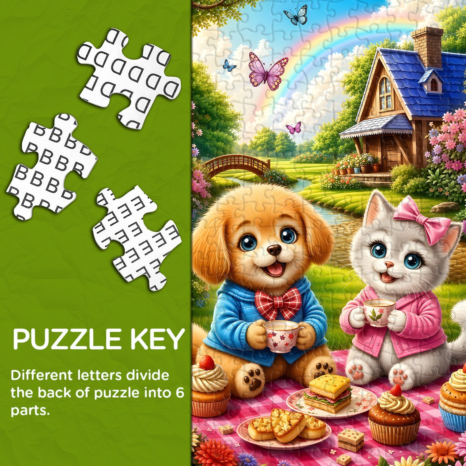 Cute pet picnic Jigsaw Puzzle 1000 Piece