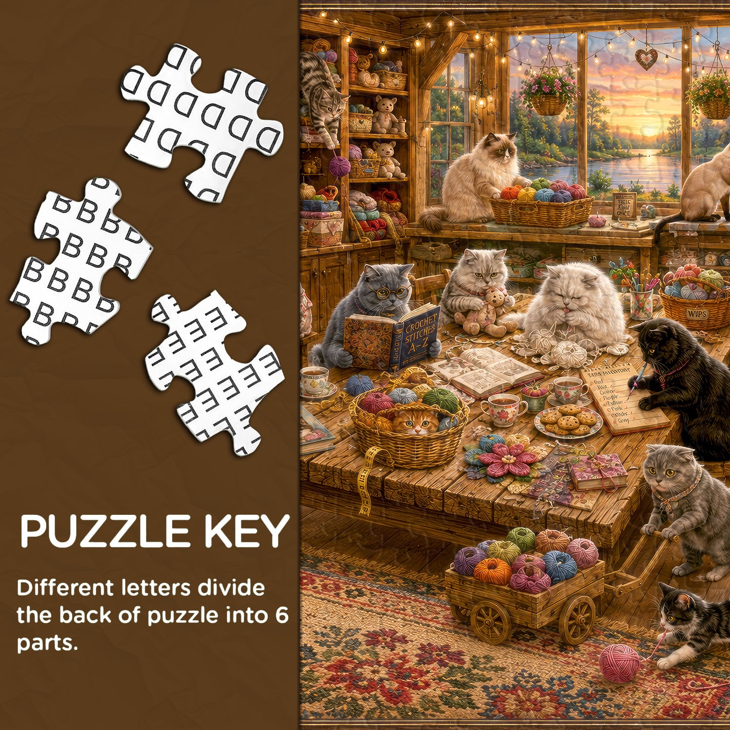 Cozy Knitting Cottage Cats Jigsaw Puzzle 1000 Piece