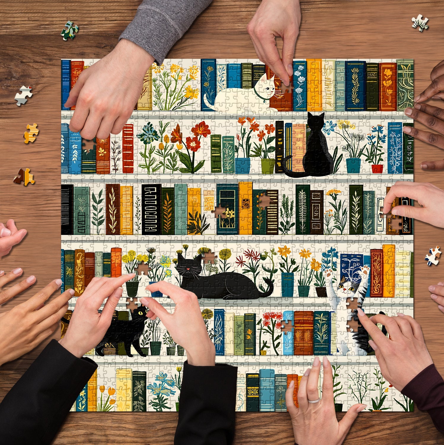 Bookshelf Cats Jigsaw Puzzle 1000 Pieces