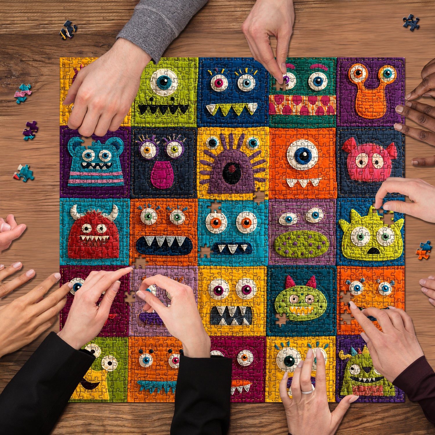 Cute Monster Grid Jigsaw Puzzle 1000 Piece