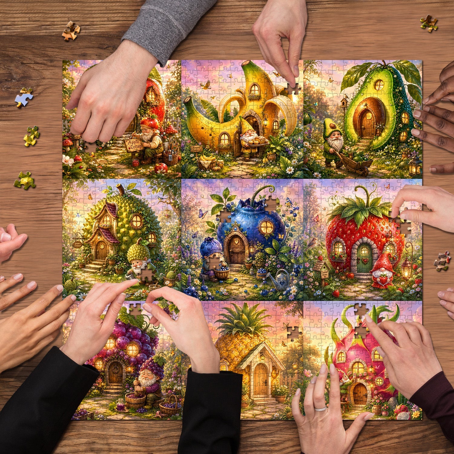 Dwarf Orchard Cottages Jigsaw Puzzle 1000 Pieces