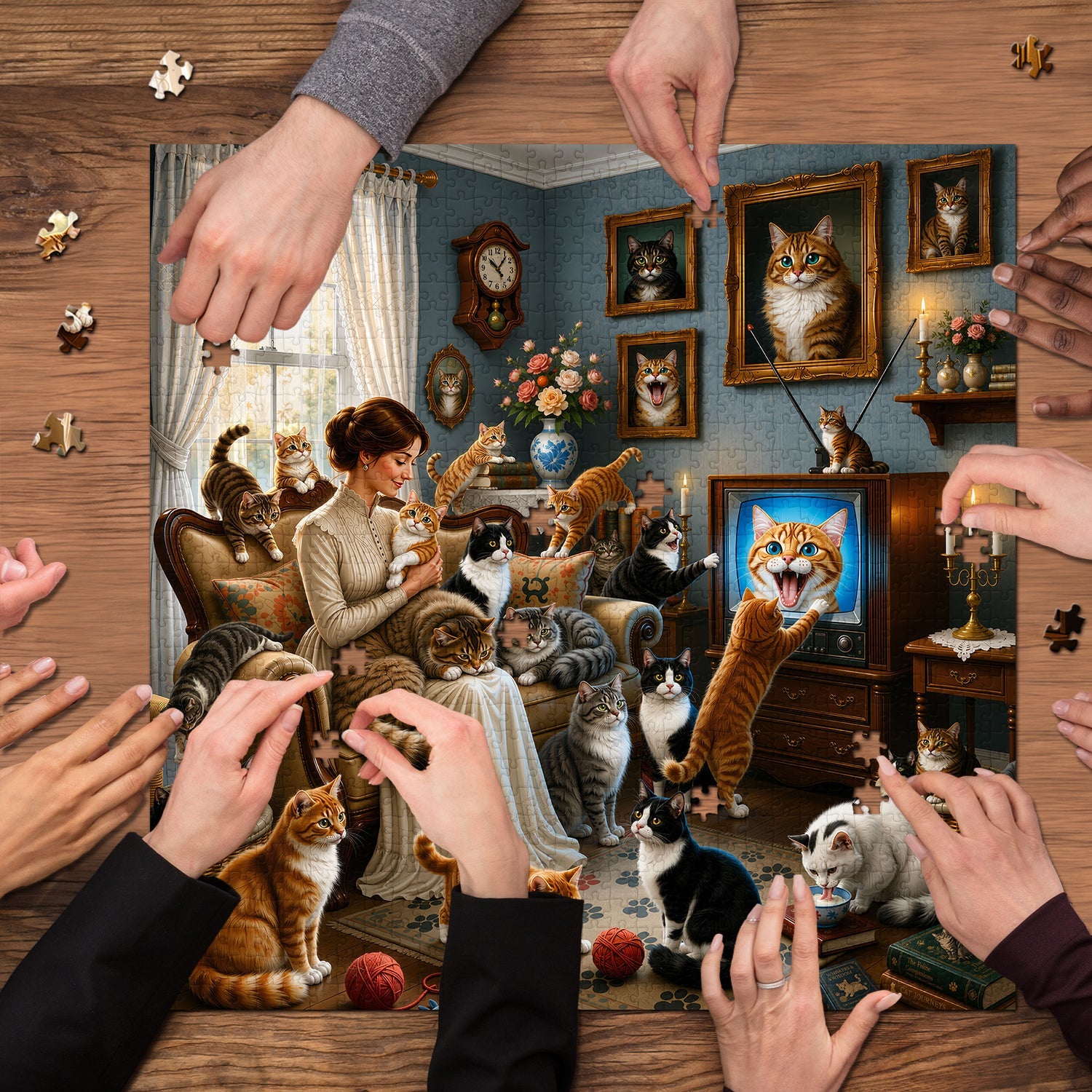 Retro Cat House Jigsaw Puzzle 1000 Pieces