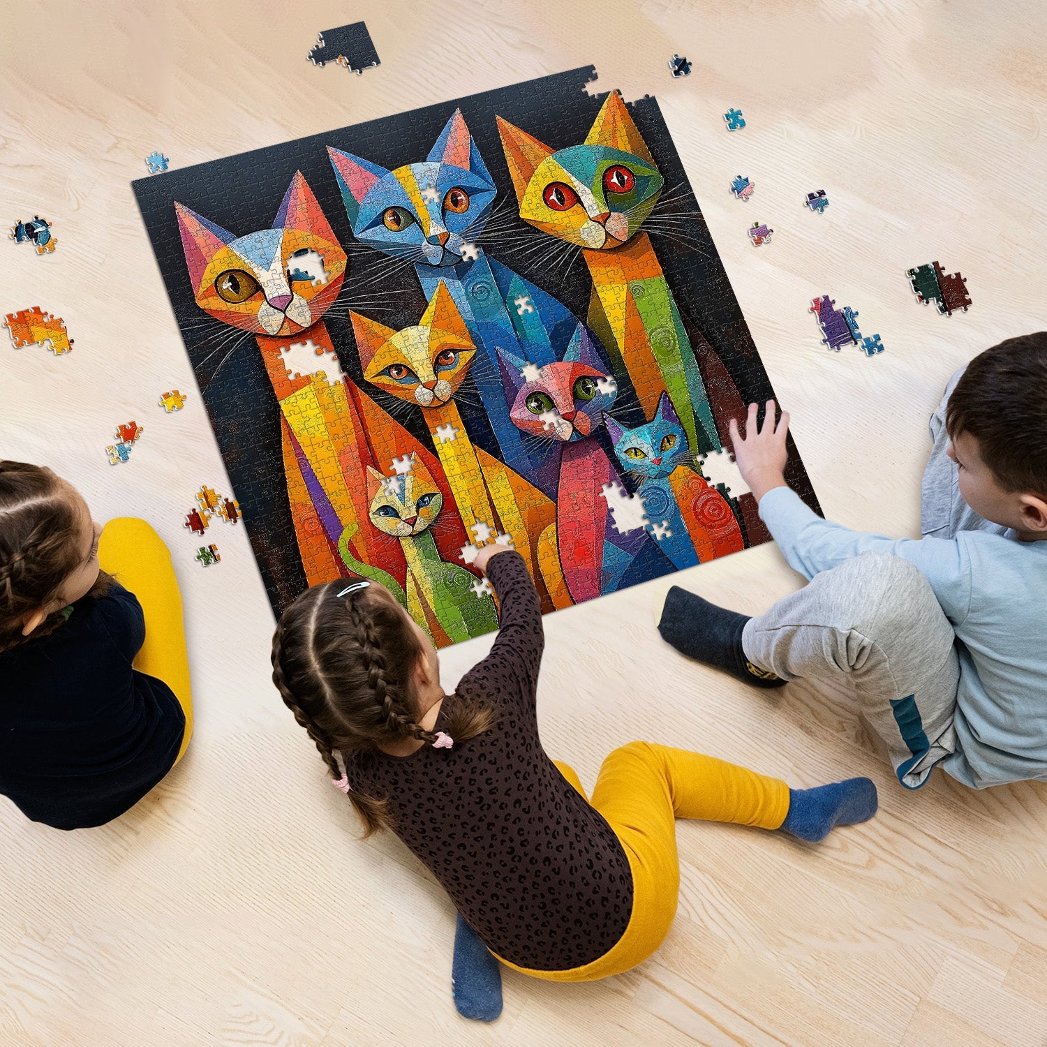 Geometric Art Cat Jigsaw Puzzle 1000 Piece