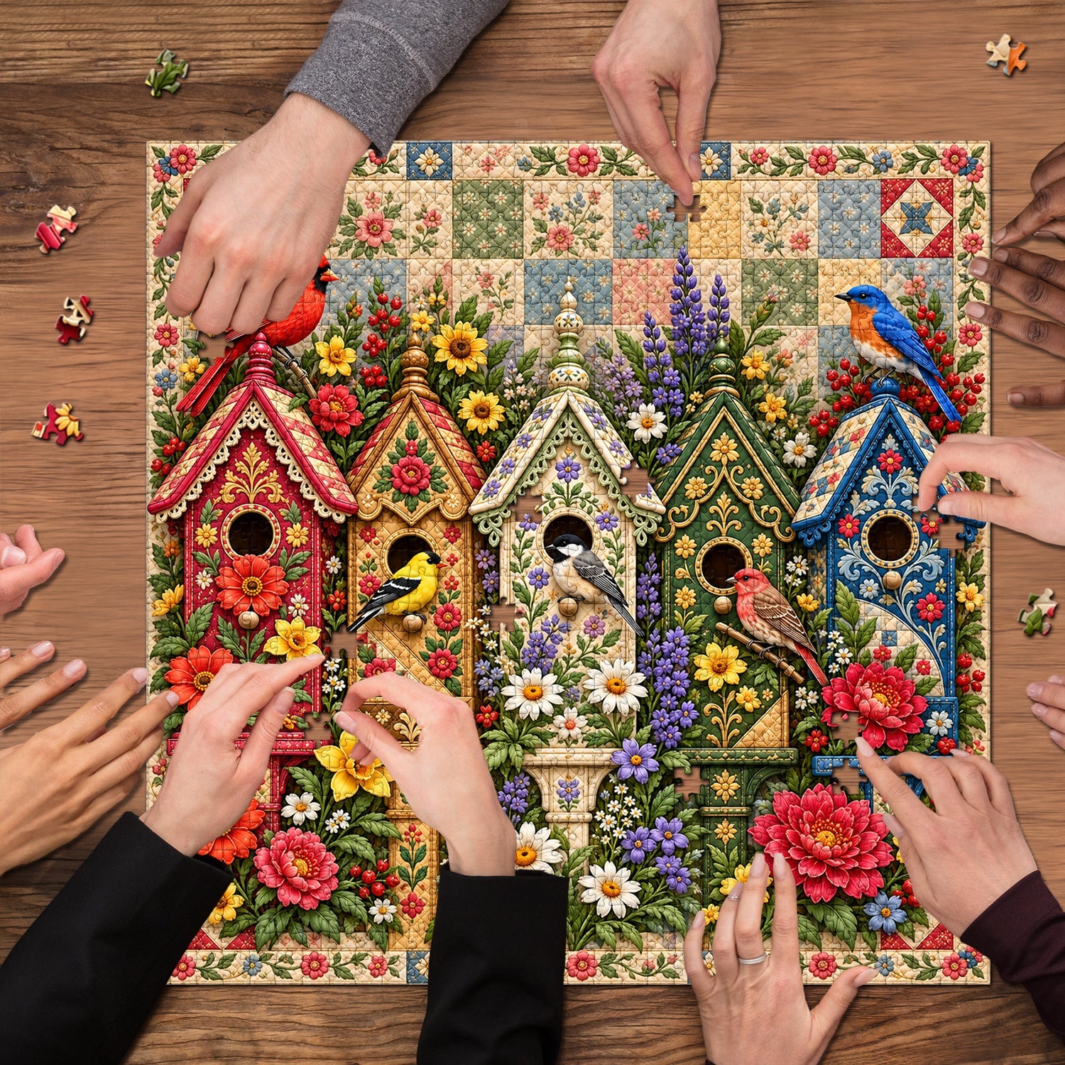 Quilted Bird Haven Jigsaw Puzzle 1000 Piece