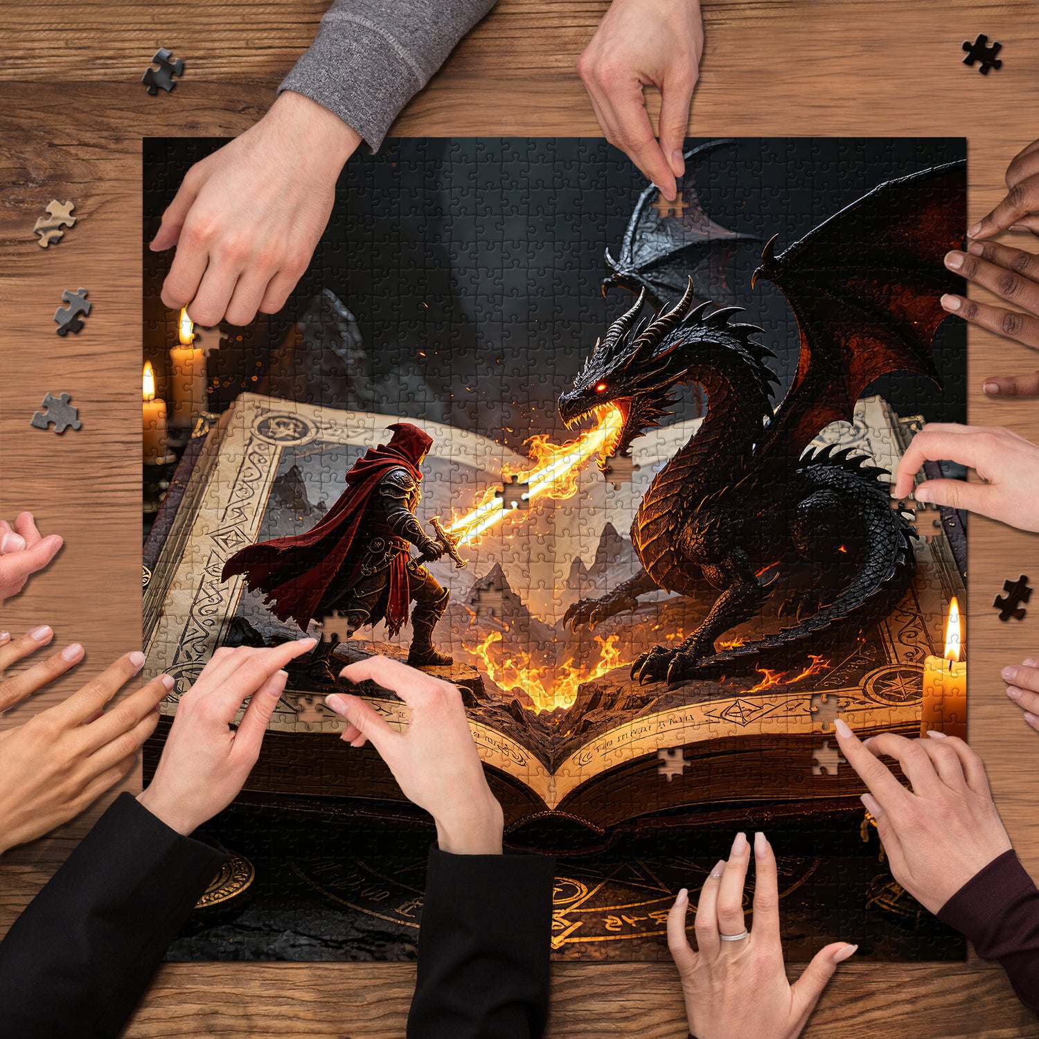 Puzzle de 1000 pièces Dragon & Guerrier