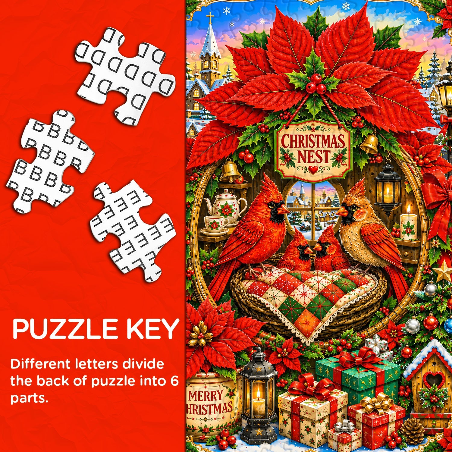 Christmas Cardinals Jigsaw Puzzle 1000 Pieces