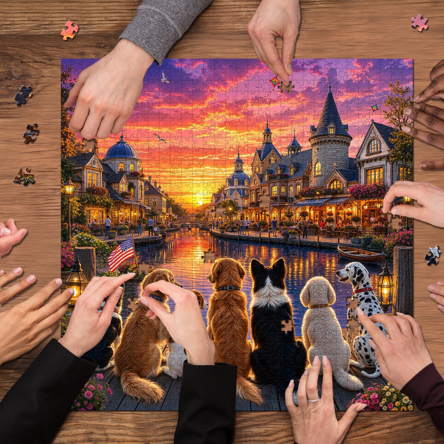 Sunset Dog Pier Jigsaw Puzzle 1000 Piece