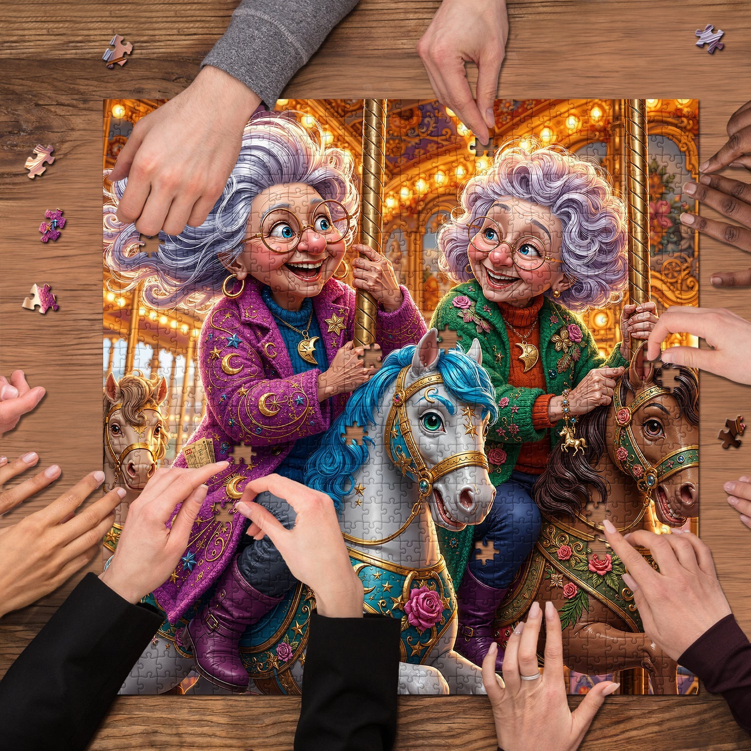 Grandmas' Carousel Trip Jigsaw Puzzle 1000 Pieces