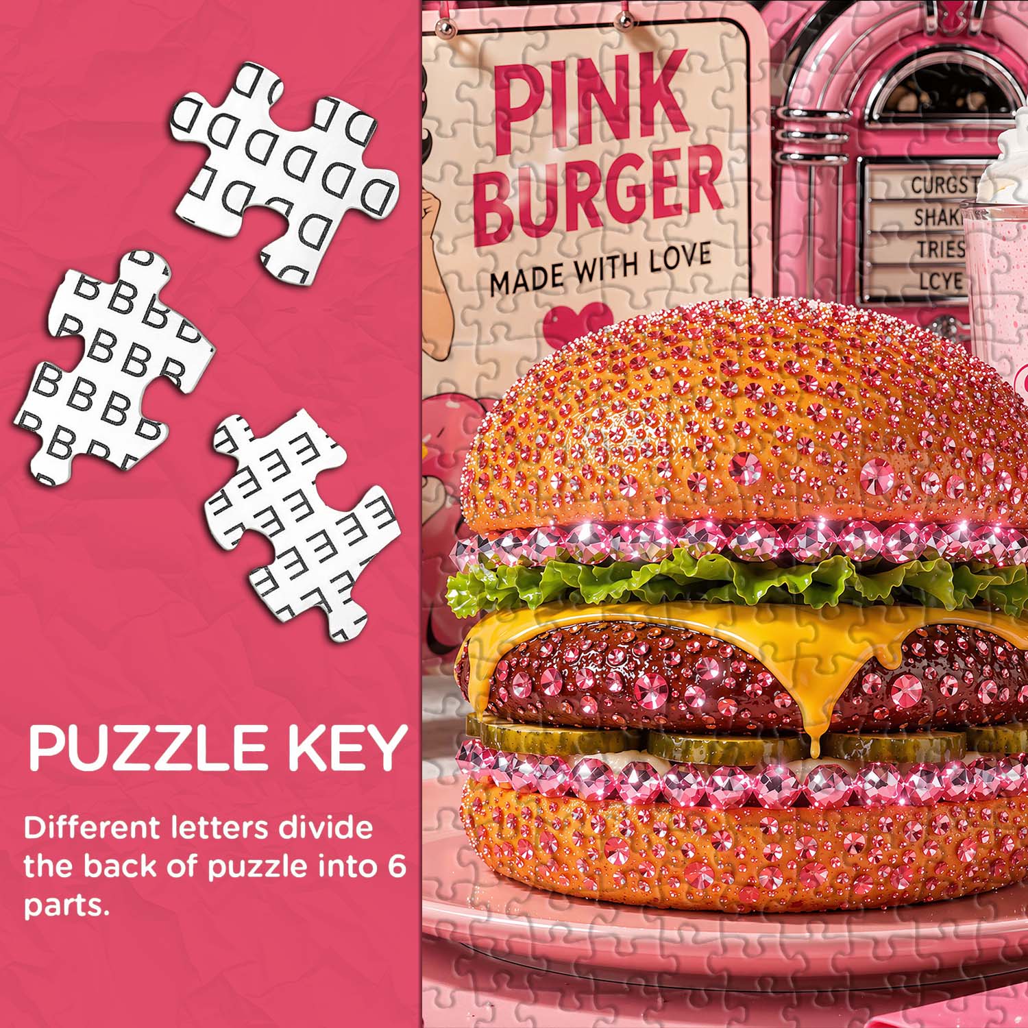 Pink Diamond Burger Jigsaw Puzzle 1000 Piece