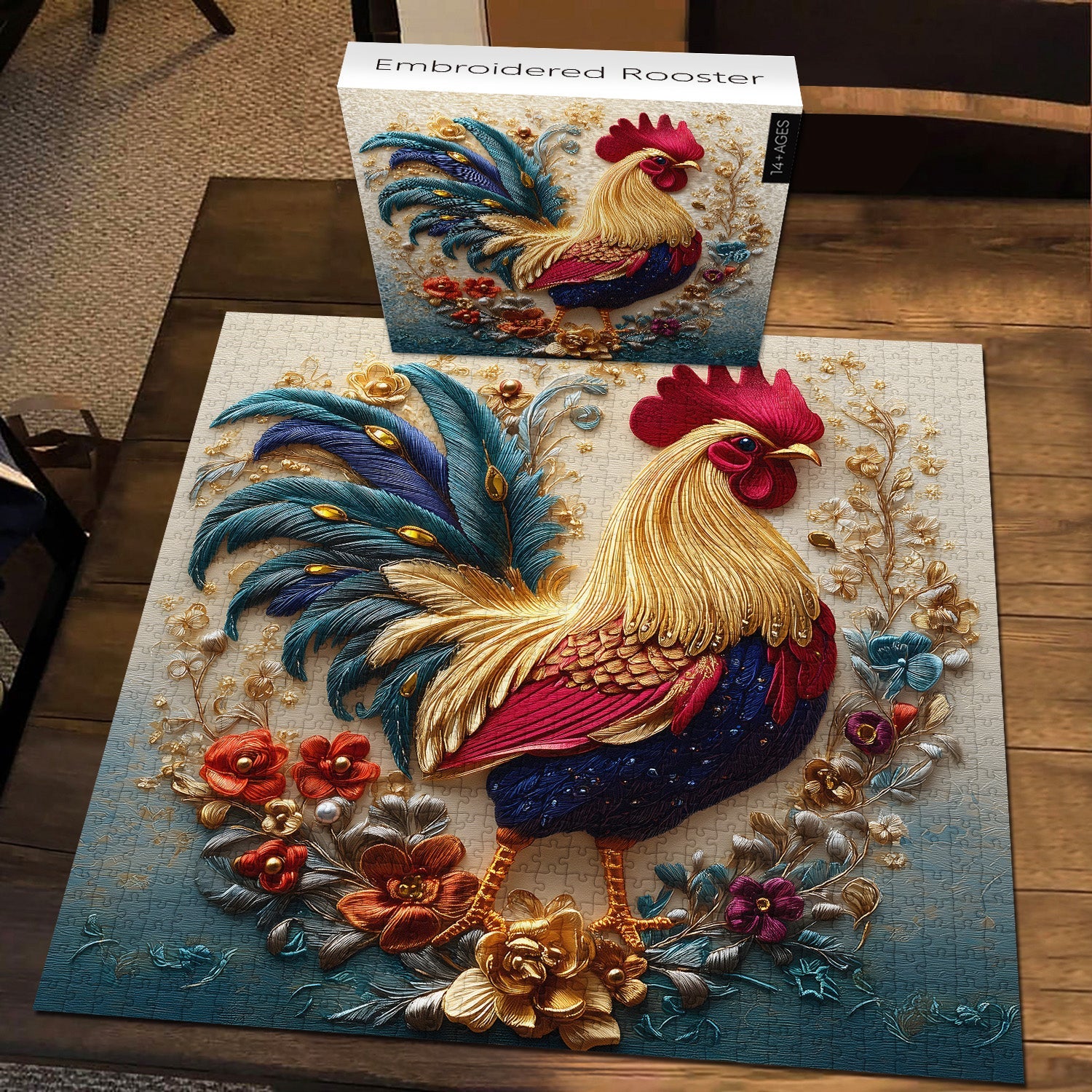 Embroidered Rooster Jigsaw Puzzle 1000 Pieces