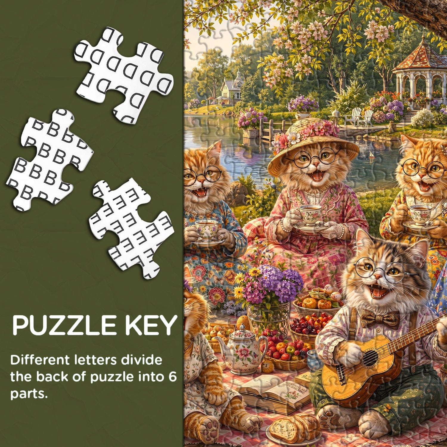 Lakeside Cat Tea Jigsaw Puzzle 1000 Piece