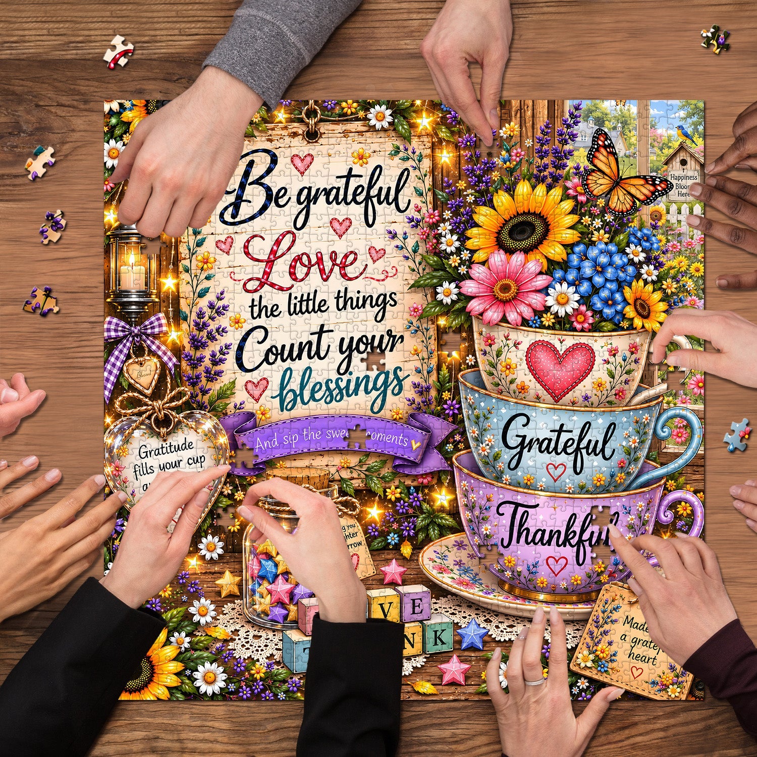 Grateful Floral Cup Jigsaw Puzzle 1000 Pieces