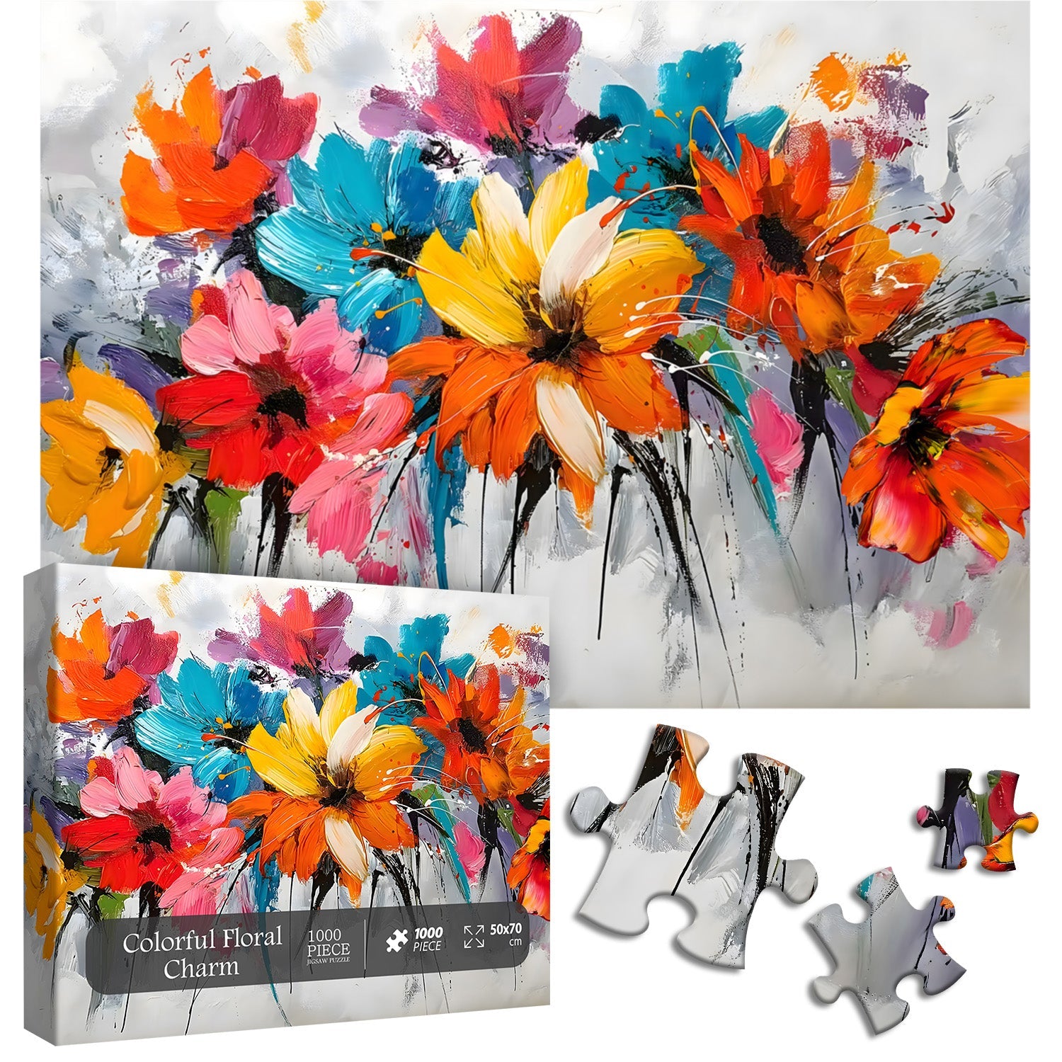Colorful Floral Charm Jigsaw Puzzle 1000 Pieces
