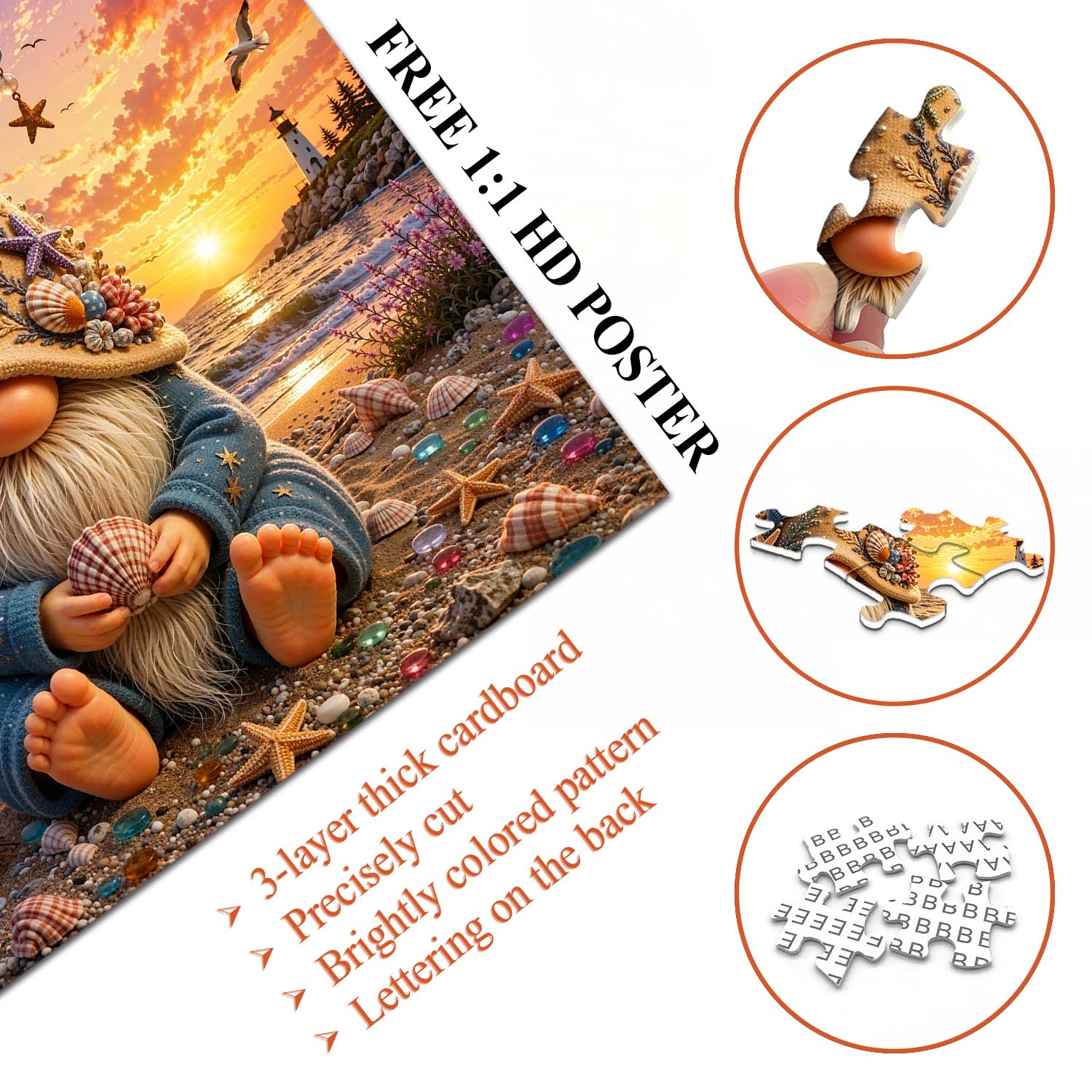 Shell-collecting gnome Jigsaw Puzzle 1000 Piece
