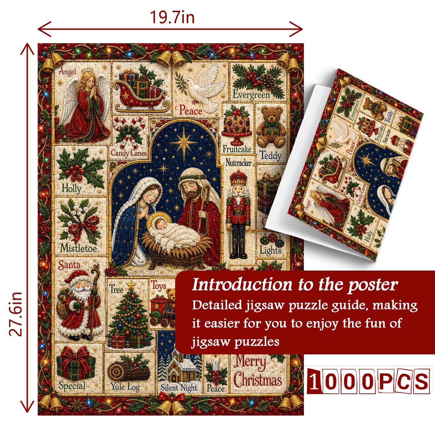 Vintage Christmas Patchwork Jigsaw Puzzle 1000 Pieces