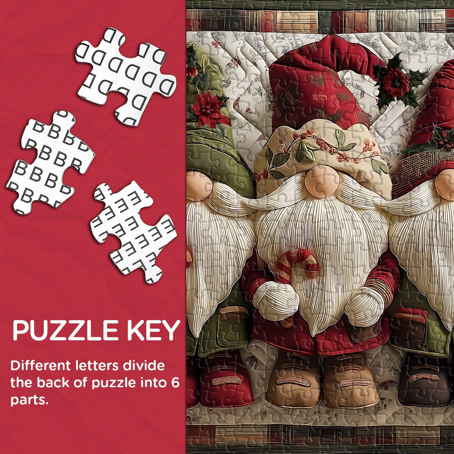 Fabric Christmas Gnome Jigsaw Puzzles 1000 Pieces