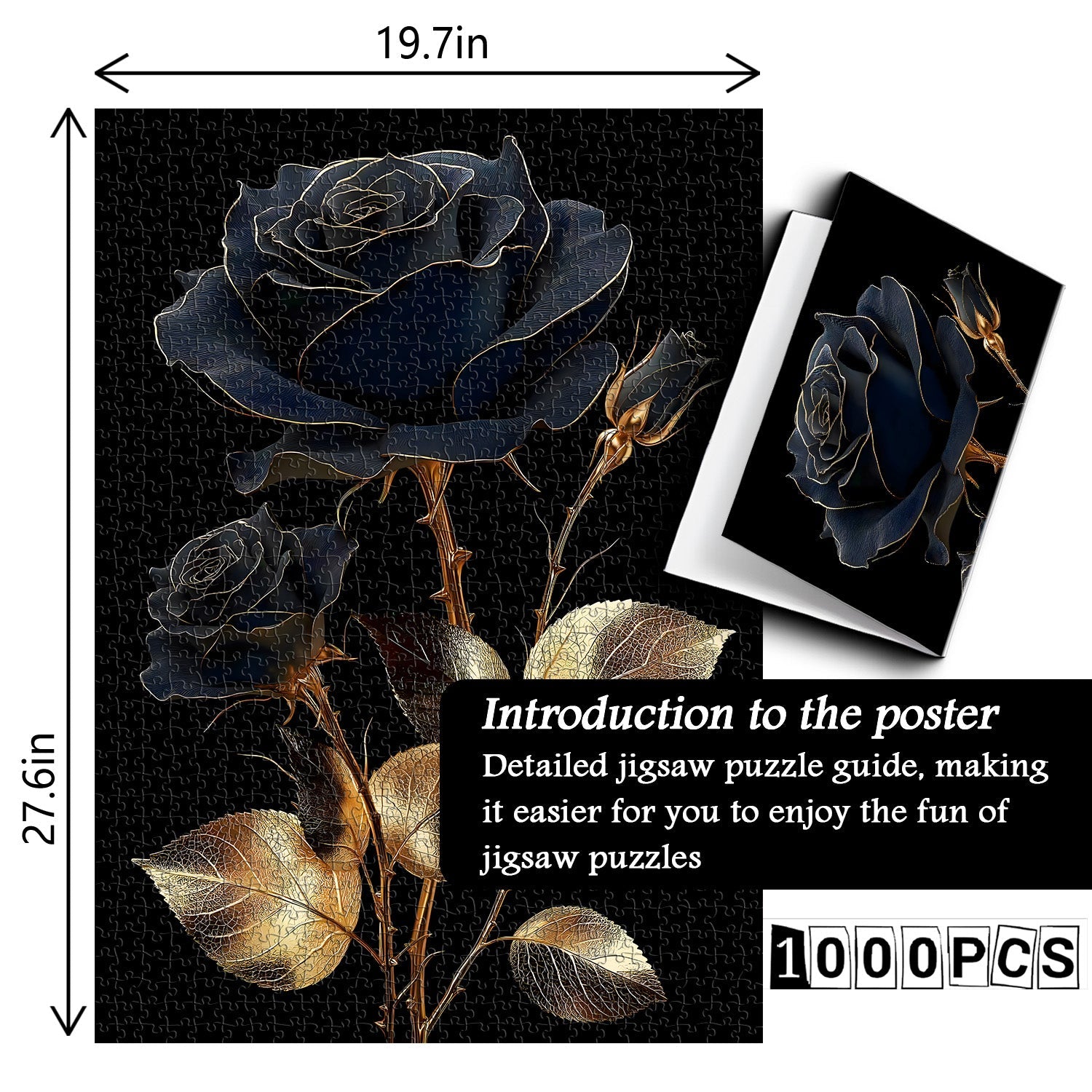 Black Gold Rose Jigsaw Puzzles 1000 Pieces