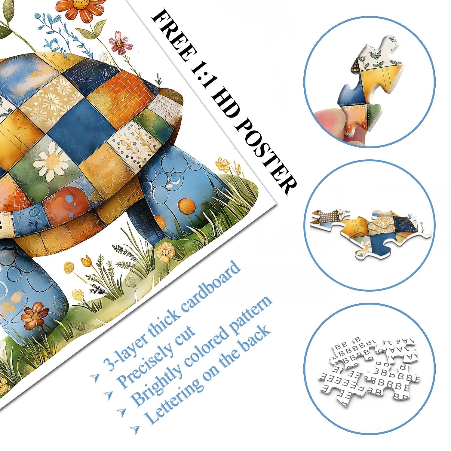 Floral Turtle Jigsaw Puzzle 1000 Pieces