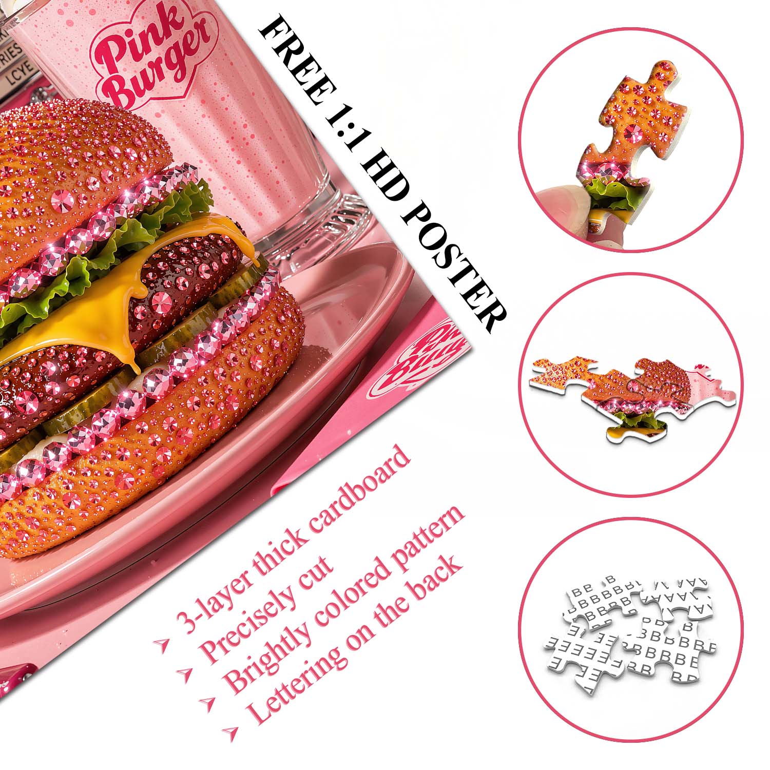 Pink Diamond Burger Jigsaw Puzzle 1000 Piece