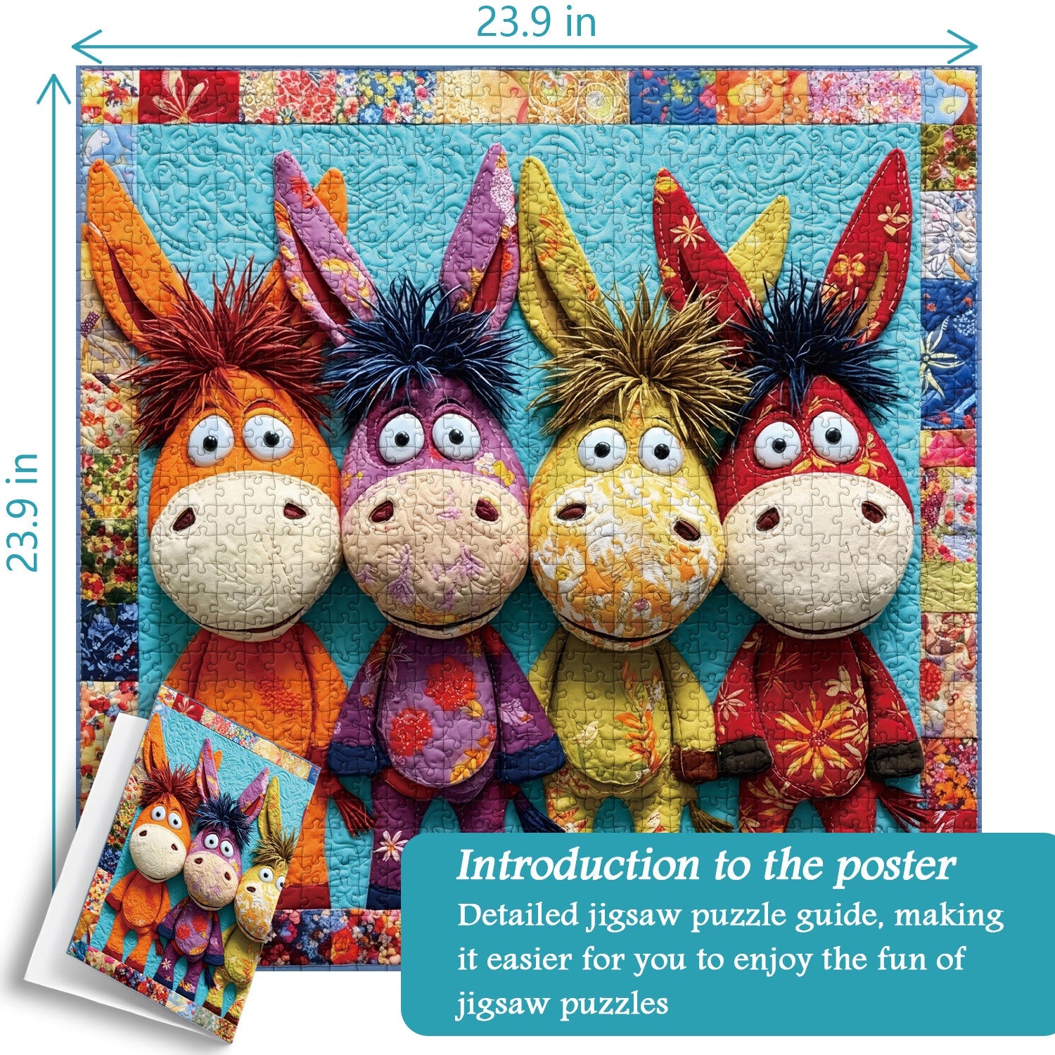 Quilted Donkeys Jigsaw Puzzle 1000 Pieces