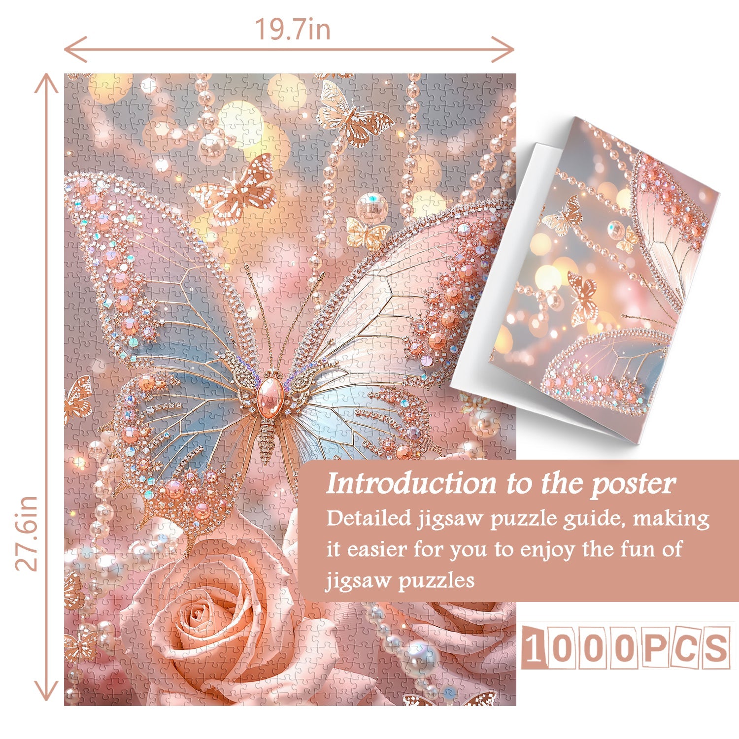 Peach Jewel Butterfly Jigsaw Puzzle 1000 Pieces