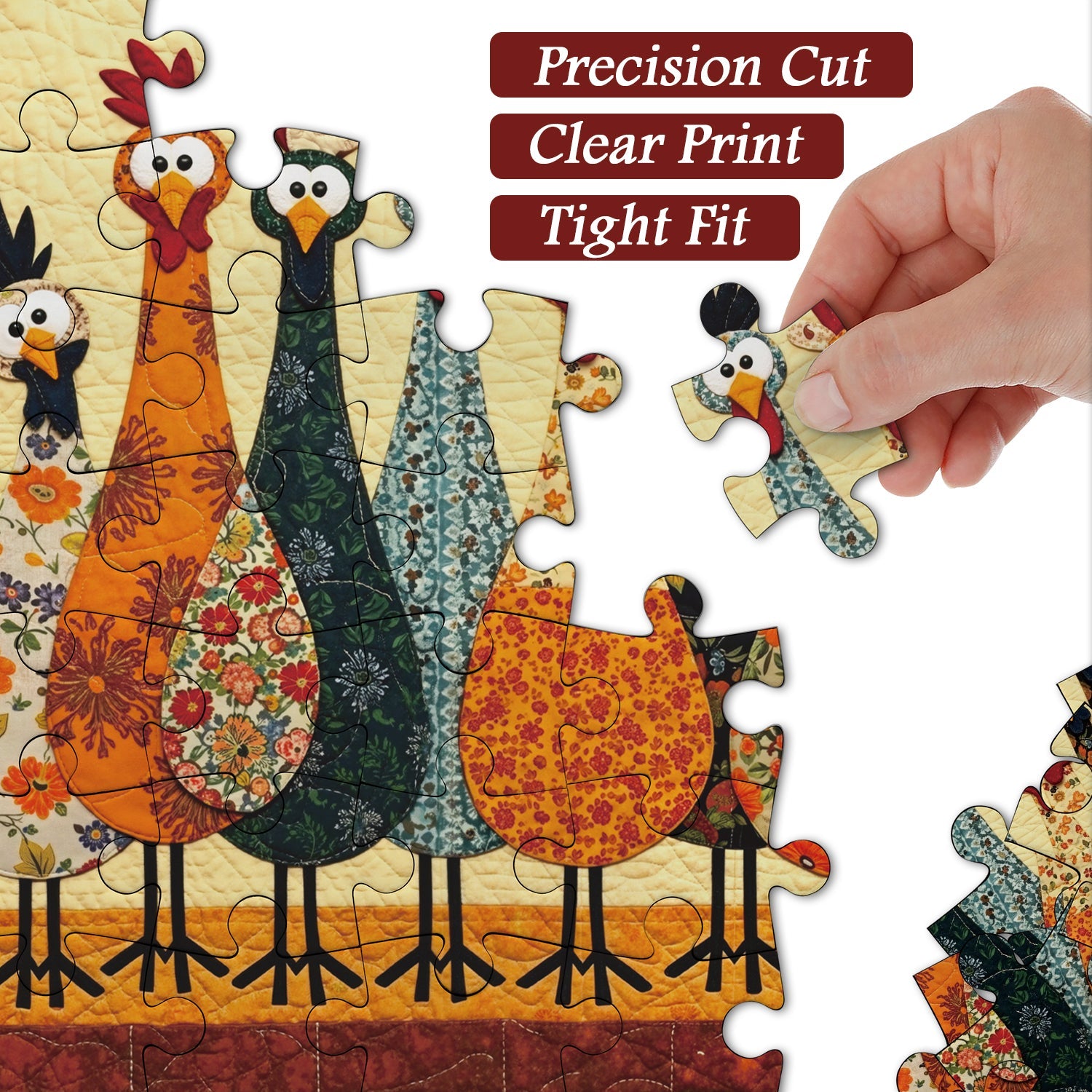 Puzzle de 1000 pièces Poules en tissu