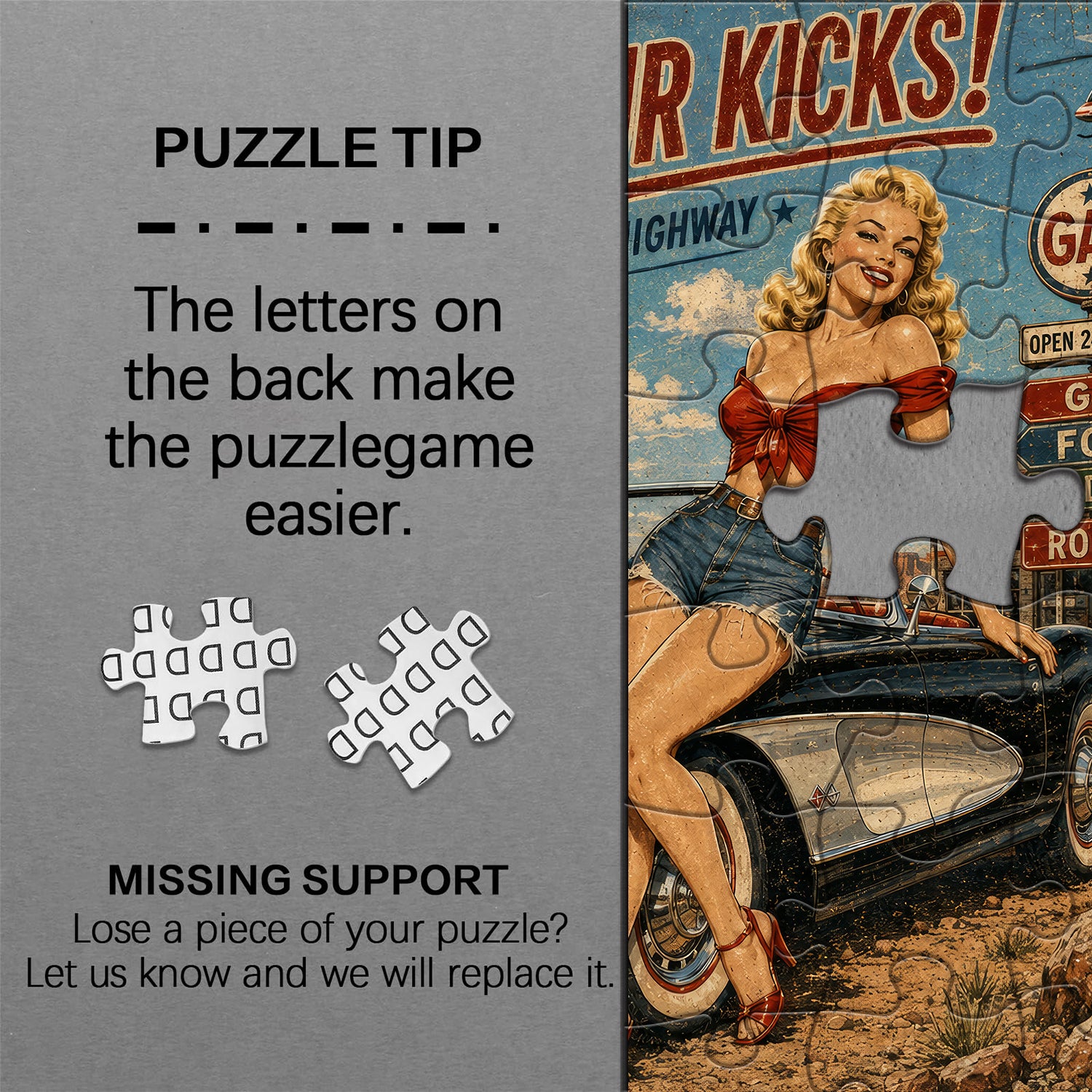 Route 66 Pin-Up Girl Jigsaw Puzzle 1000 Pieces