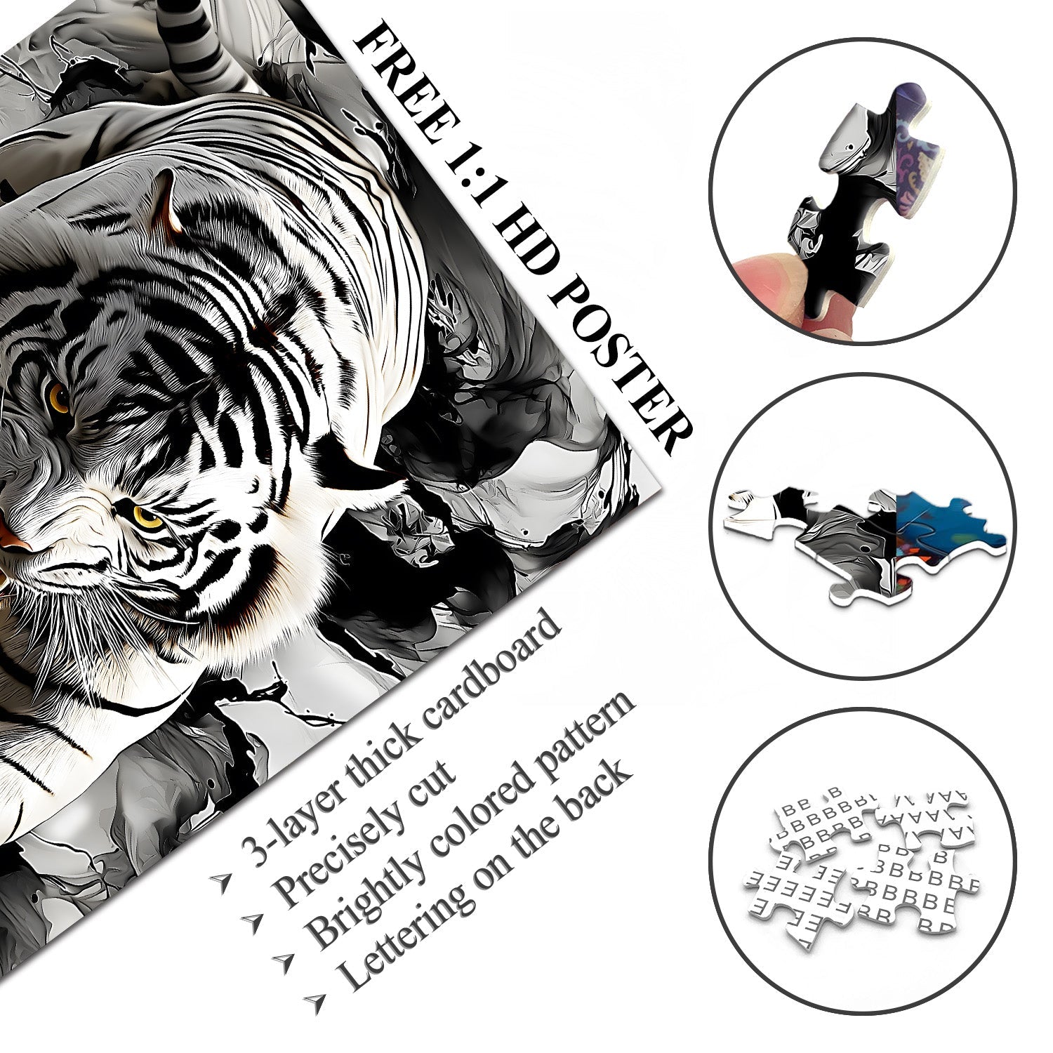 Ink Shadow Tiger Jigsaw Puzzle 1000 Pieces