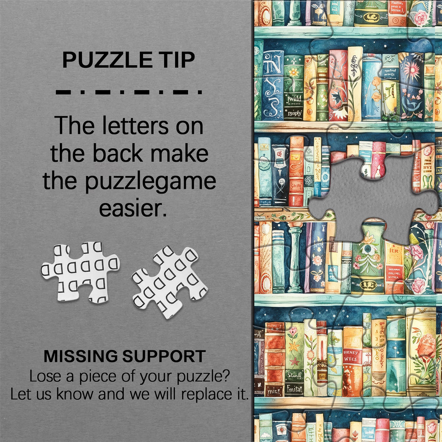 Whimsical Pastel Bookshelf Jigsaw Puzzle 1000 Pieces