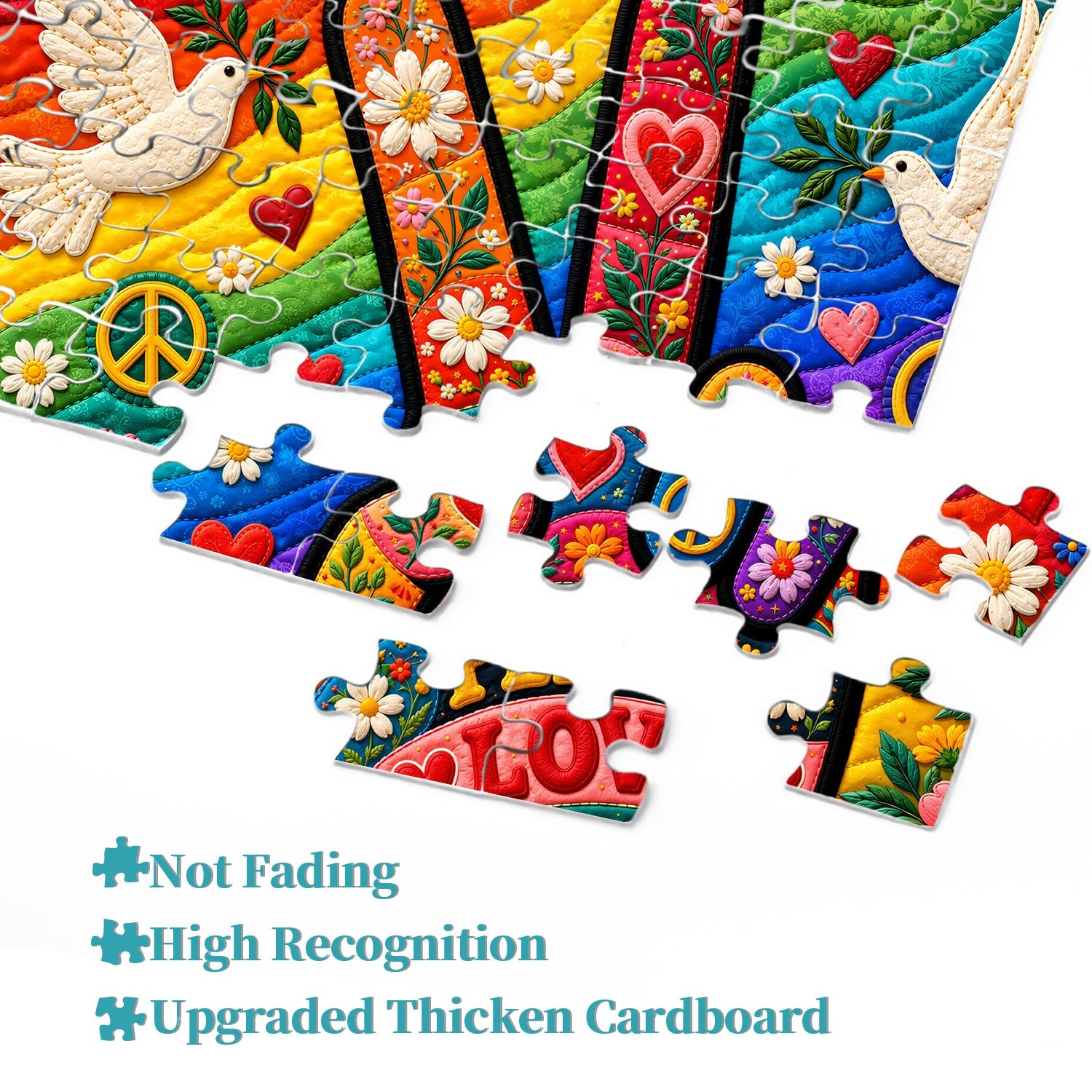 Peace, Love & Flowers Jigsaw Puzzle 1000 Pieces