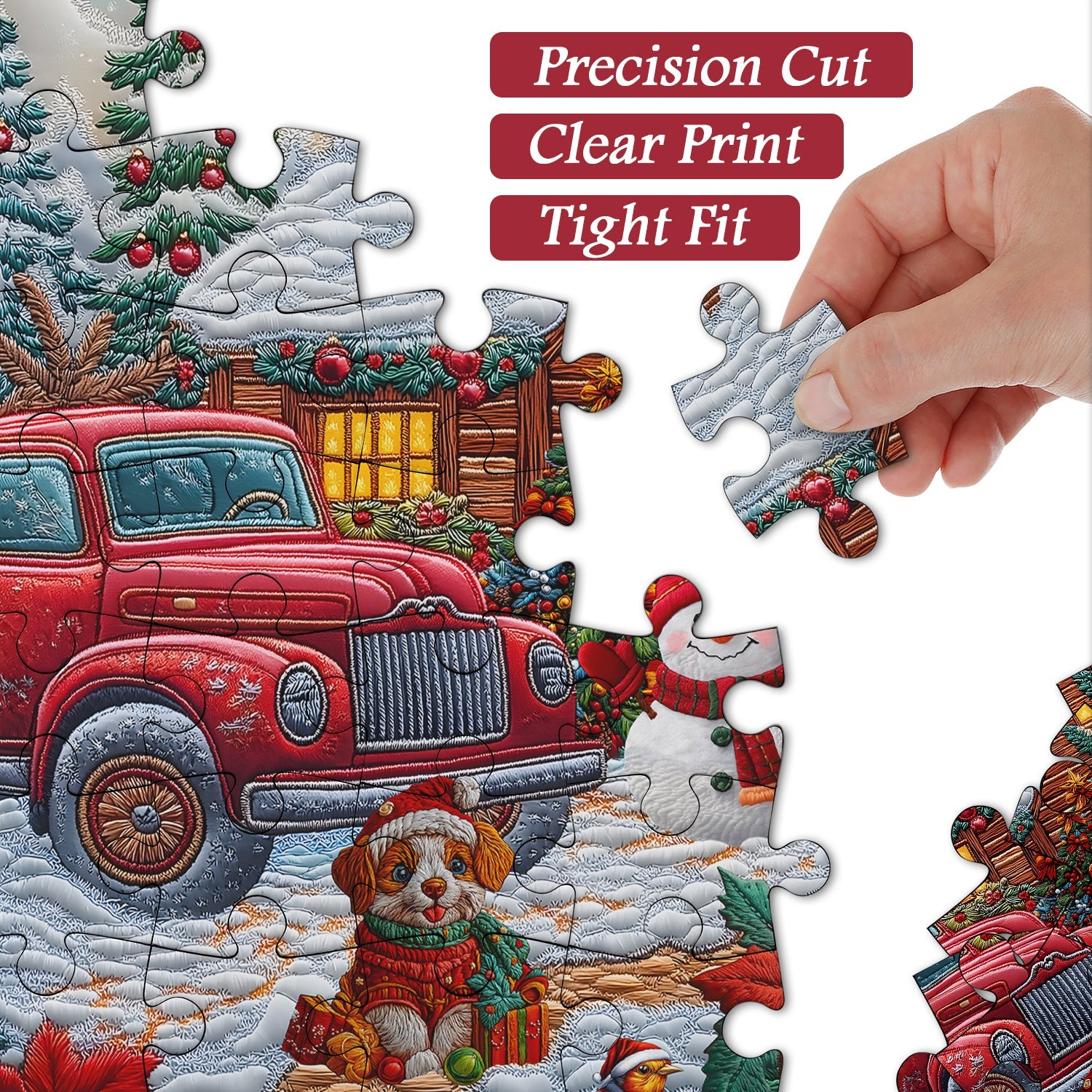 Red Truck Christmas Cottage Jigsaw Puzzles 1000 Pieces