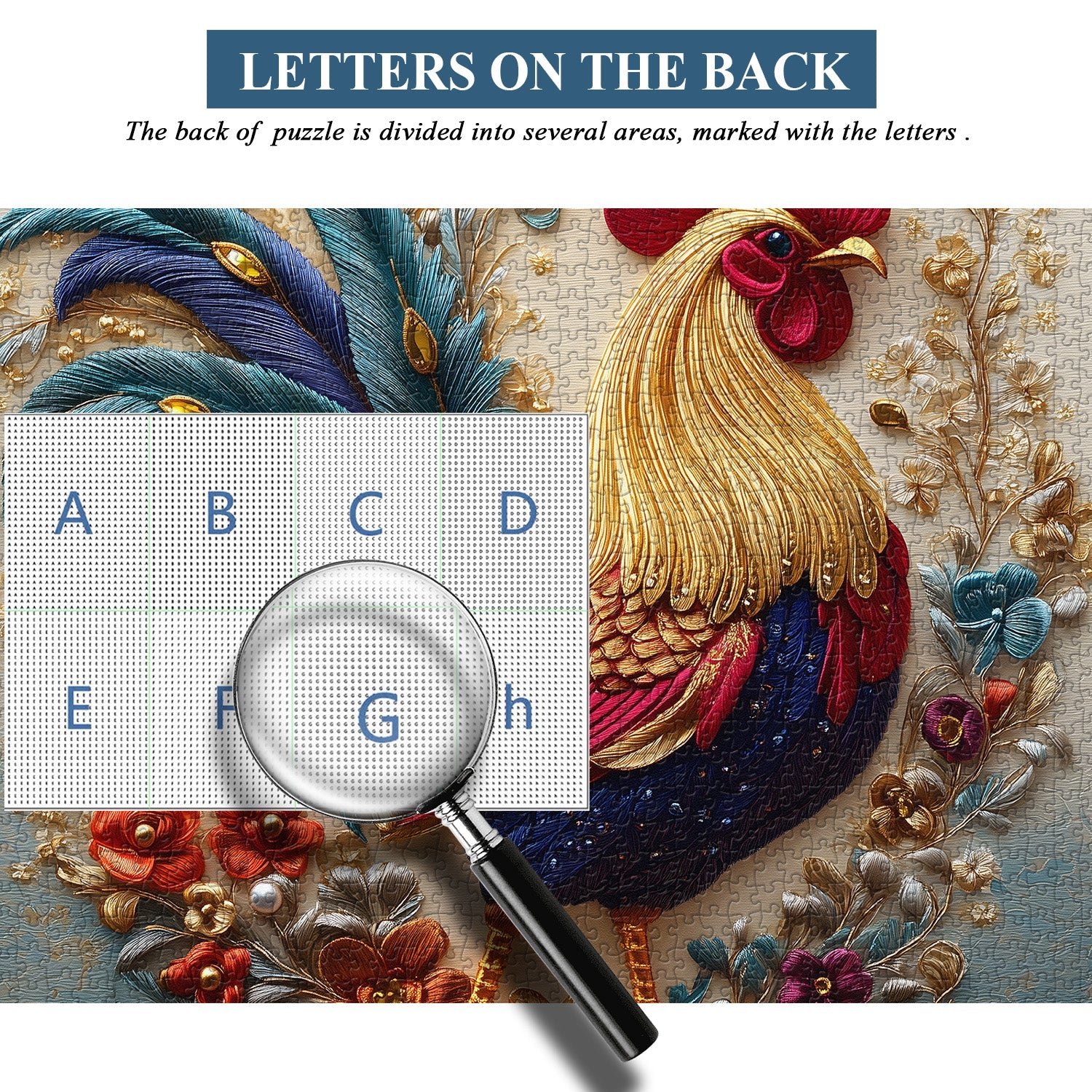 Embroidered Rooster Jigsaw Puzzle 1000 Pieces