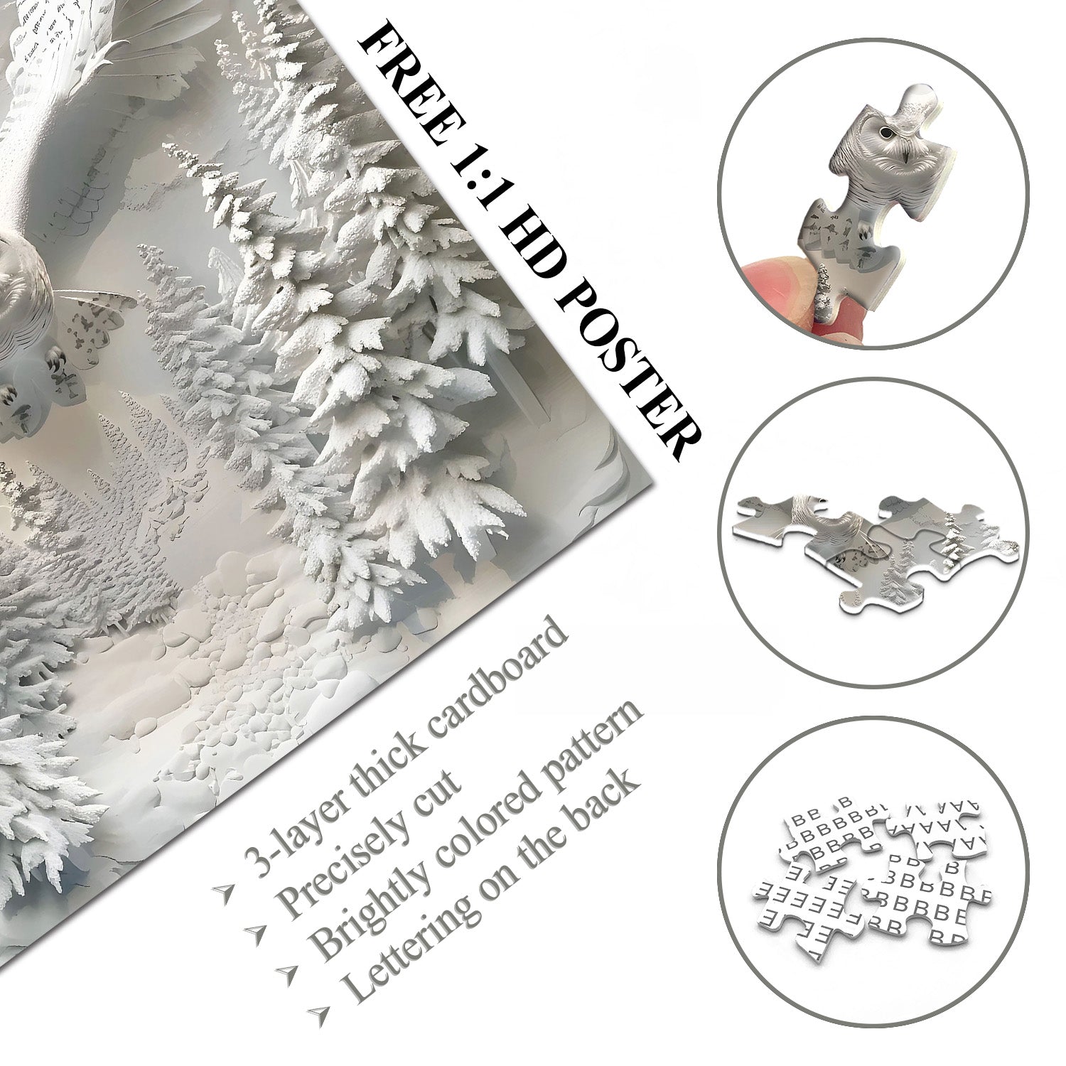 Owl In Snow Jigsaw Puzzle 1000 Pieces