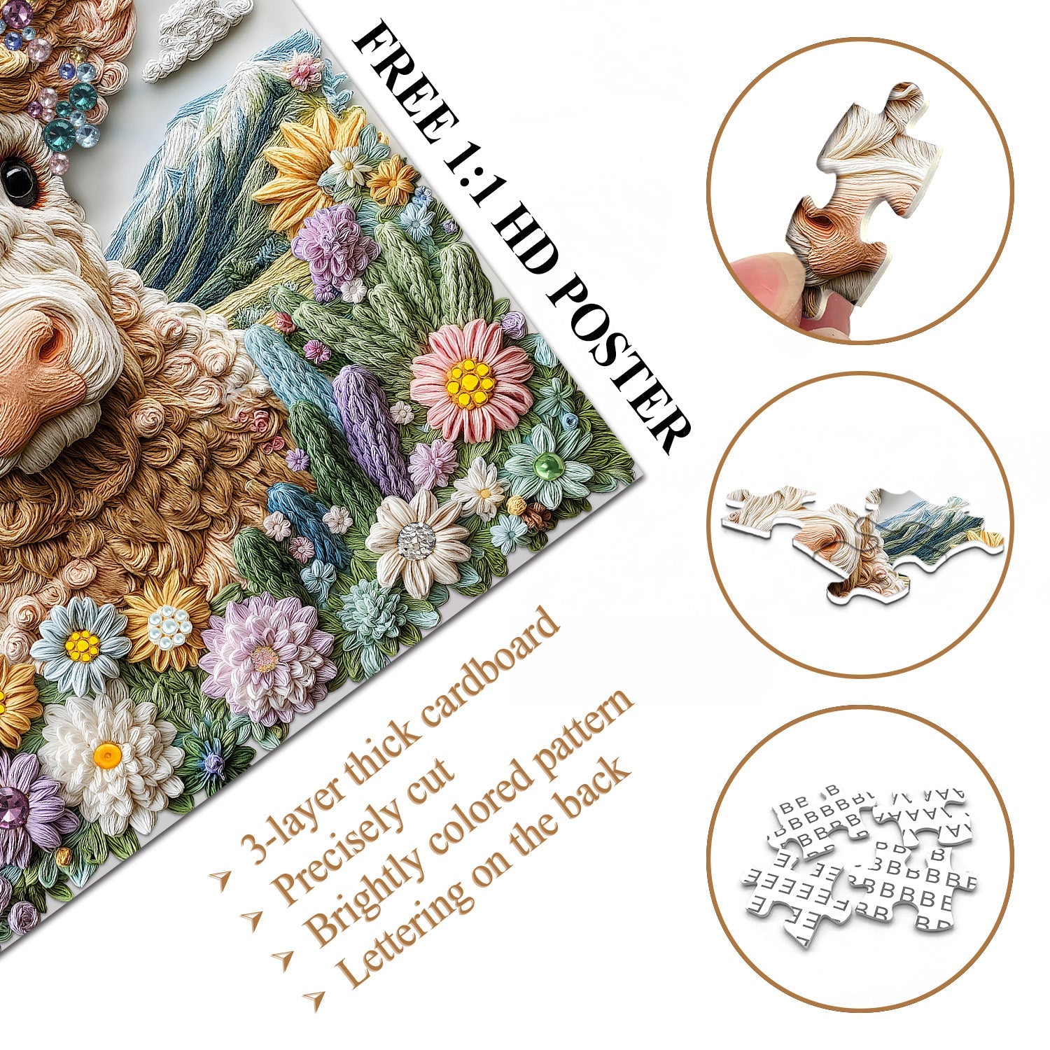 Embroidered Cattle Jigsaw Puzzle 1000 Pieces