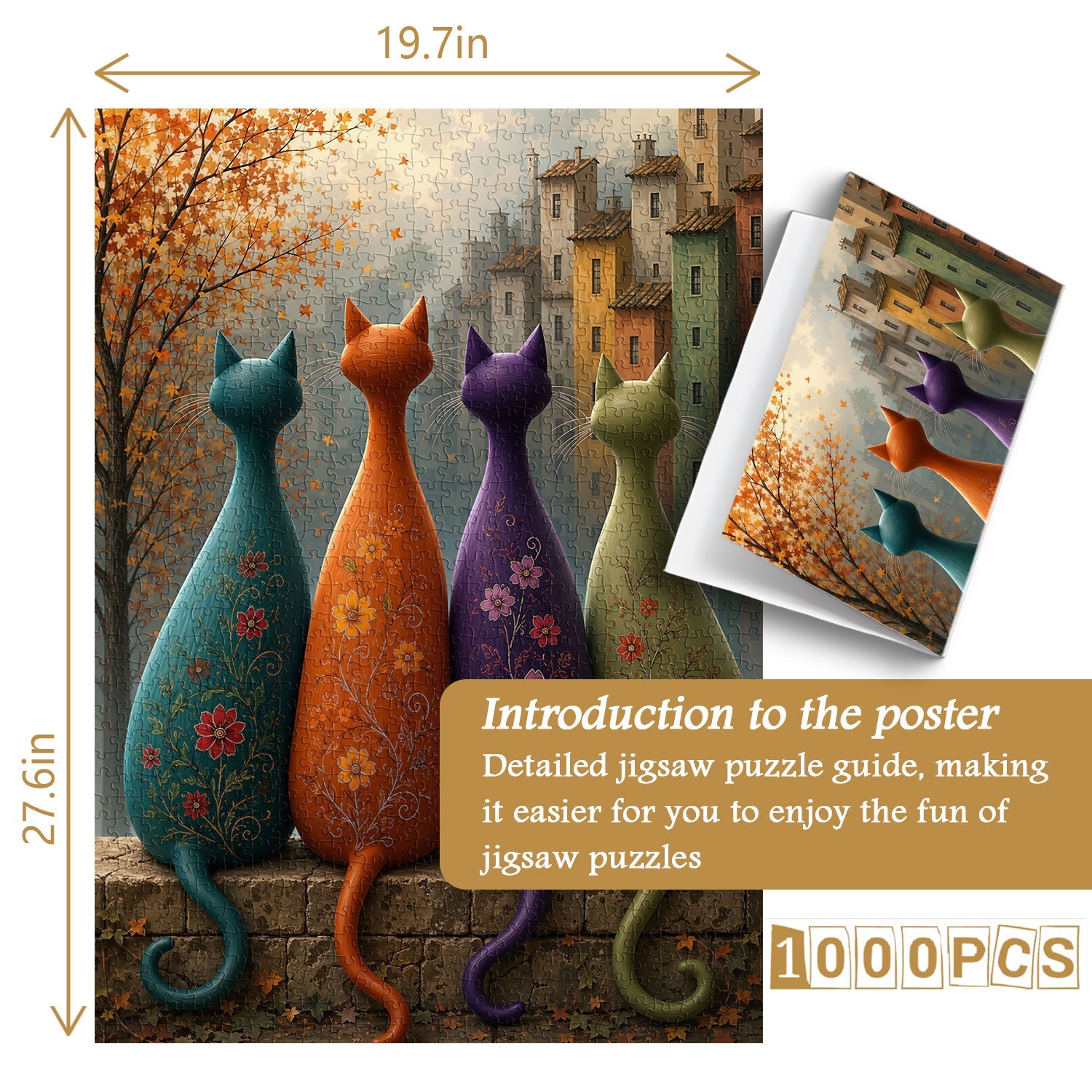 Autumn Cat Quartet Jigsaw Puzzle 1000 Piece