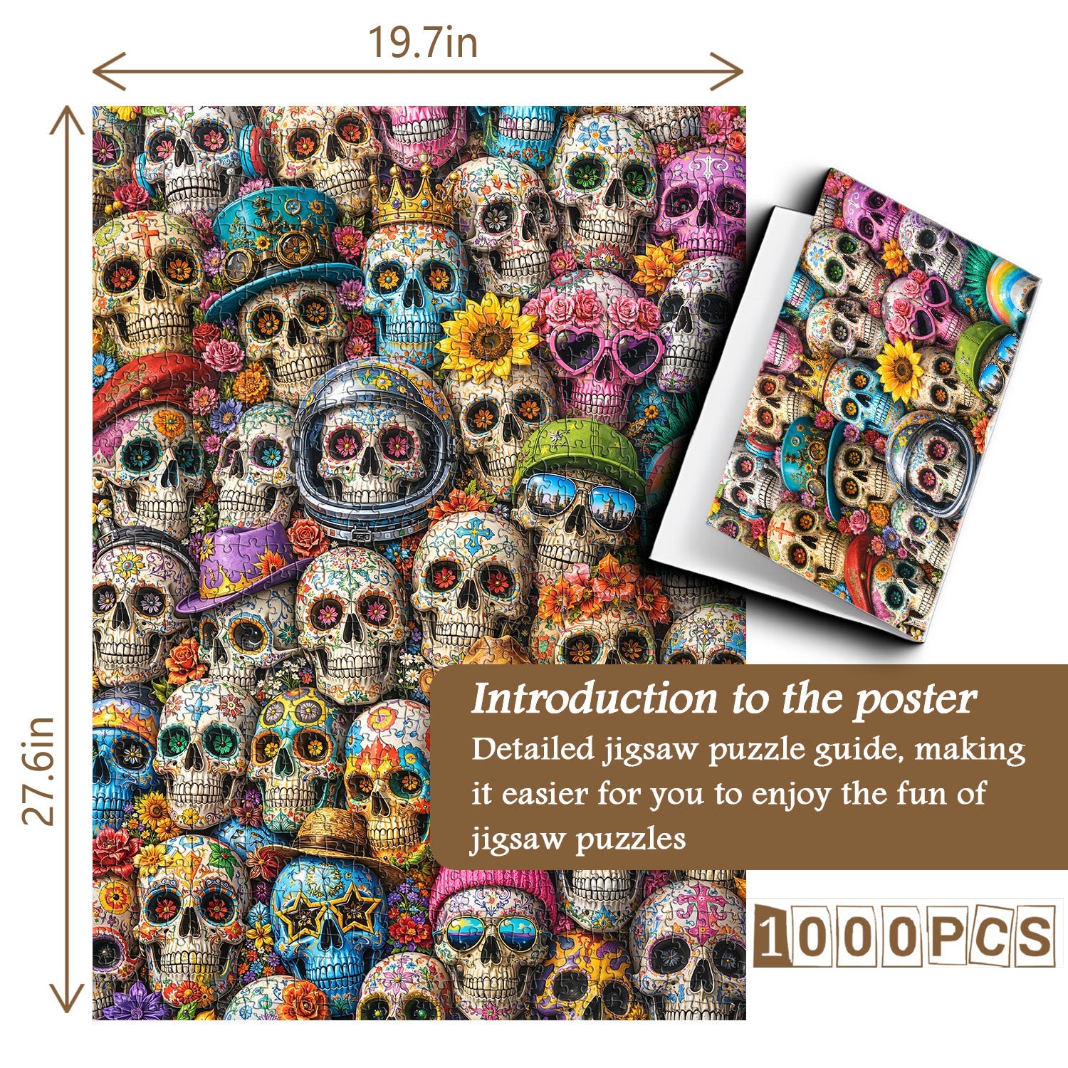 Varied Floral Skulls Jigsaw Puzzle 1000 Piece