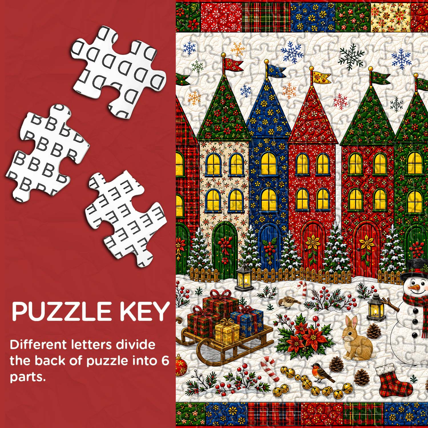 Quilted Christmas Town Jigsaw Puzzle 1000 Pieces