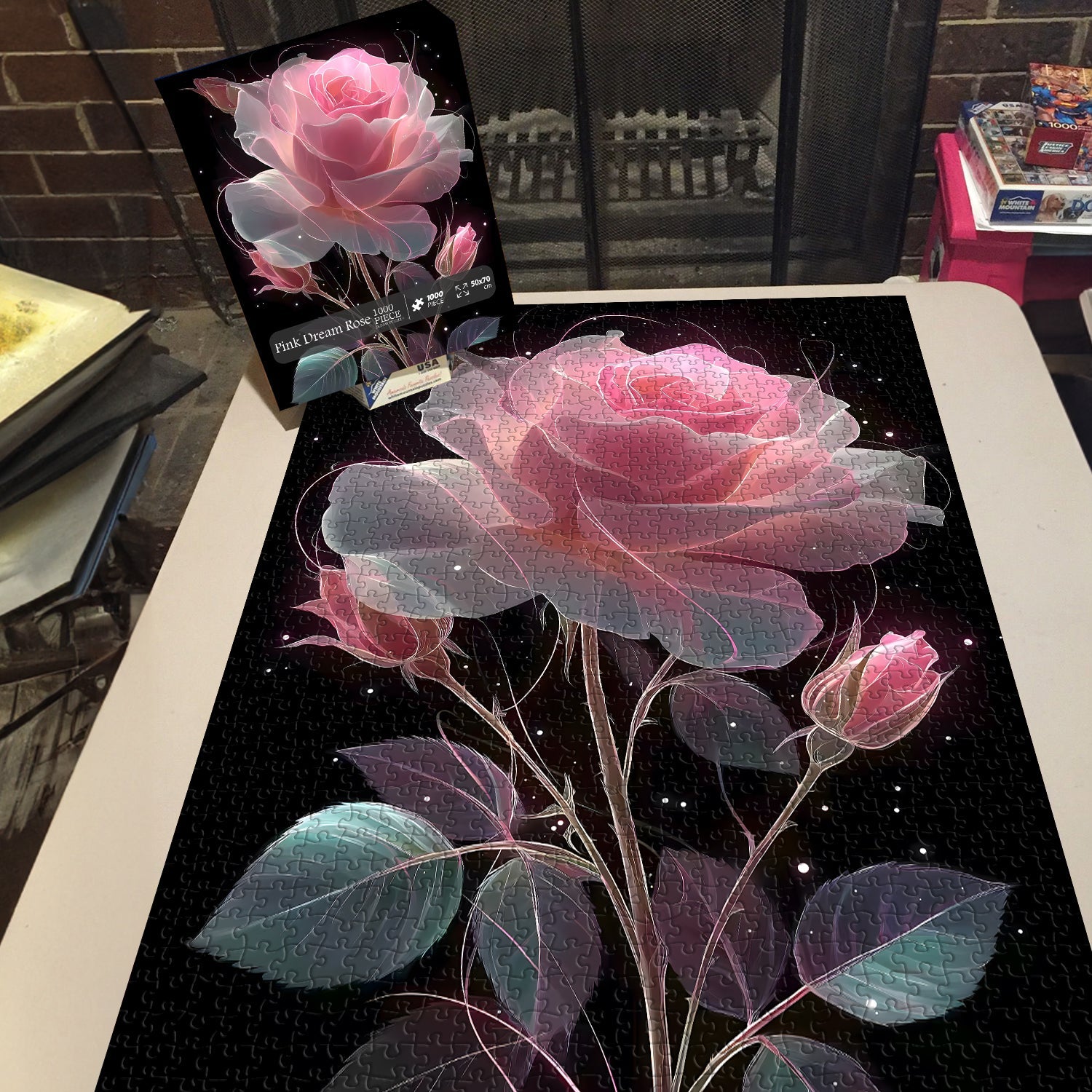 Pink Dream Rose Jigsaw Puzzles 1000 Pieces
