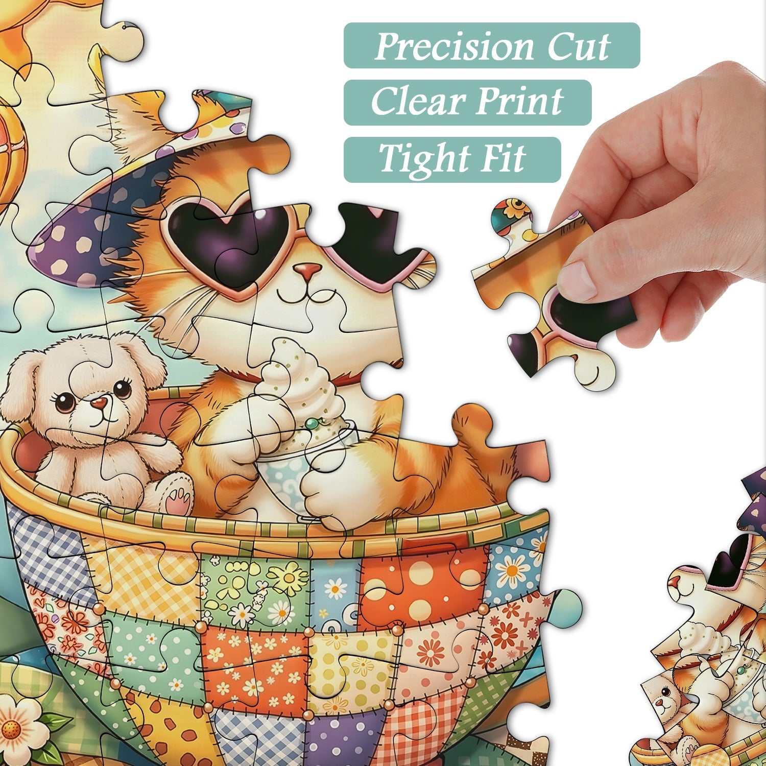 Cute Cat in Teacup Jigsaw Puzzle 1000 Pieces