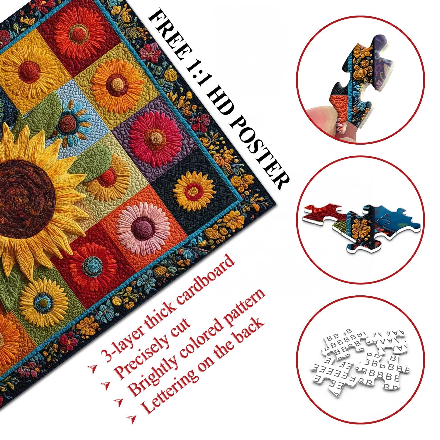 Sunflowers Patchwork Jigsaw Puzzle 1000 Piece