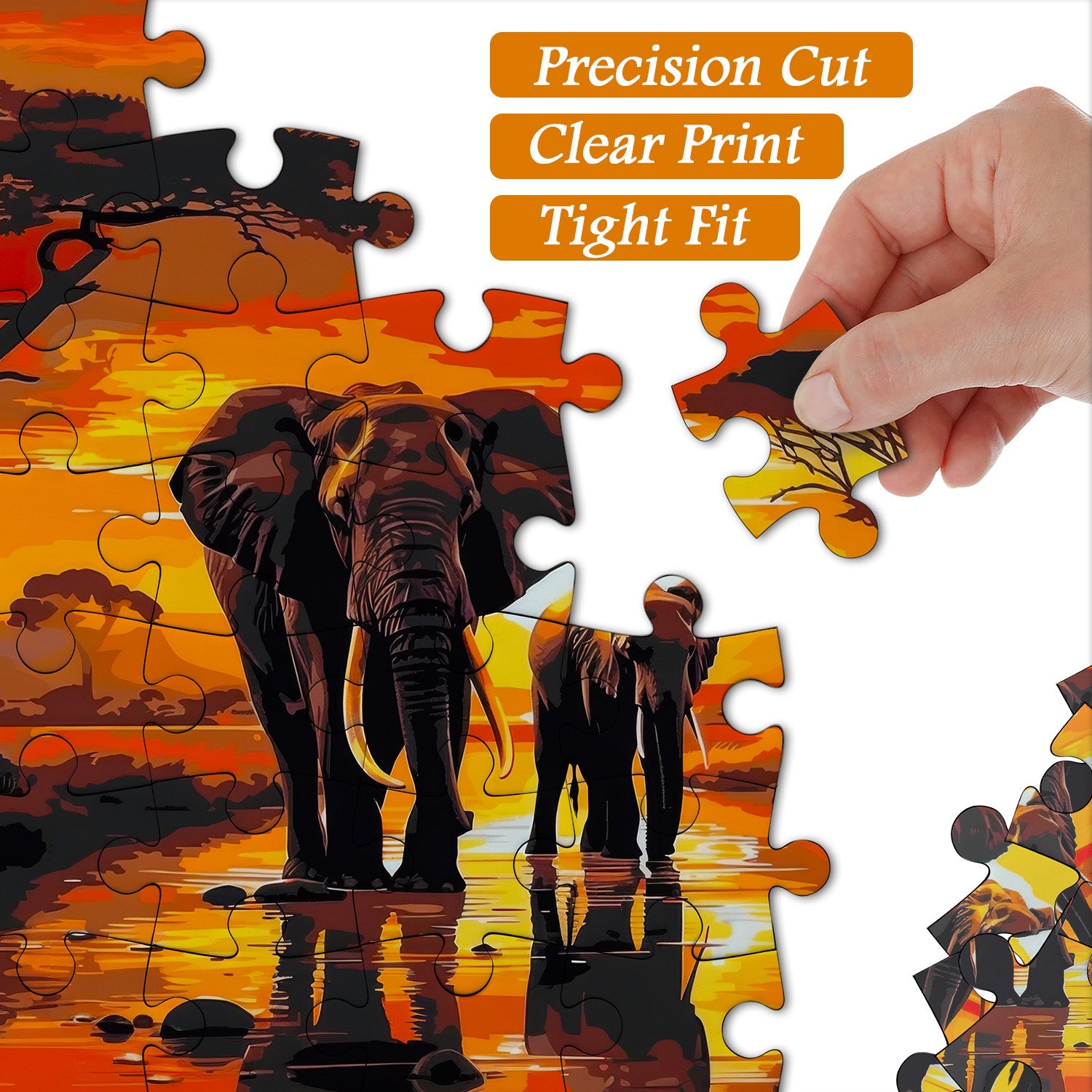 Sunset Elephant Jigsaw Puzzle 1000 Pieces