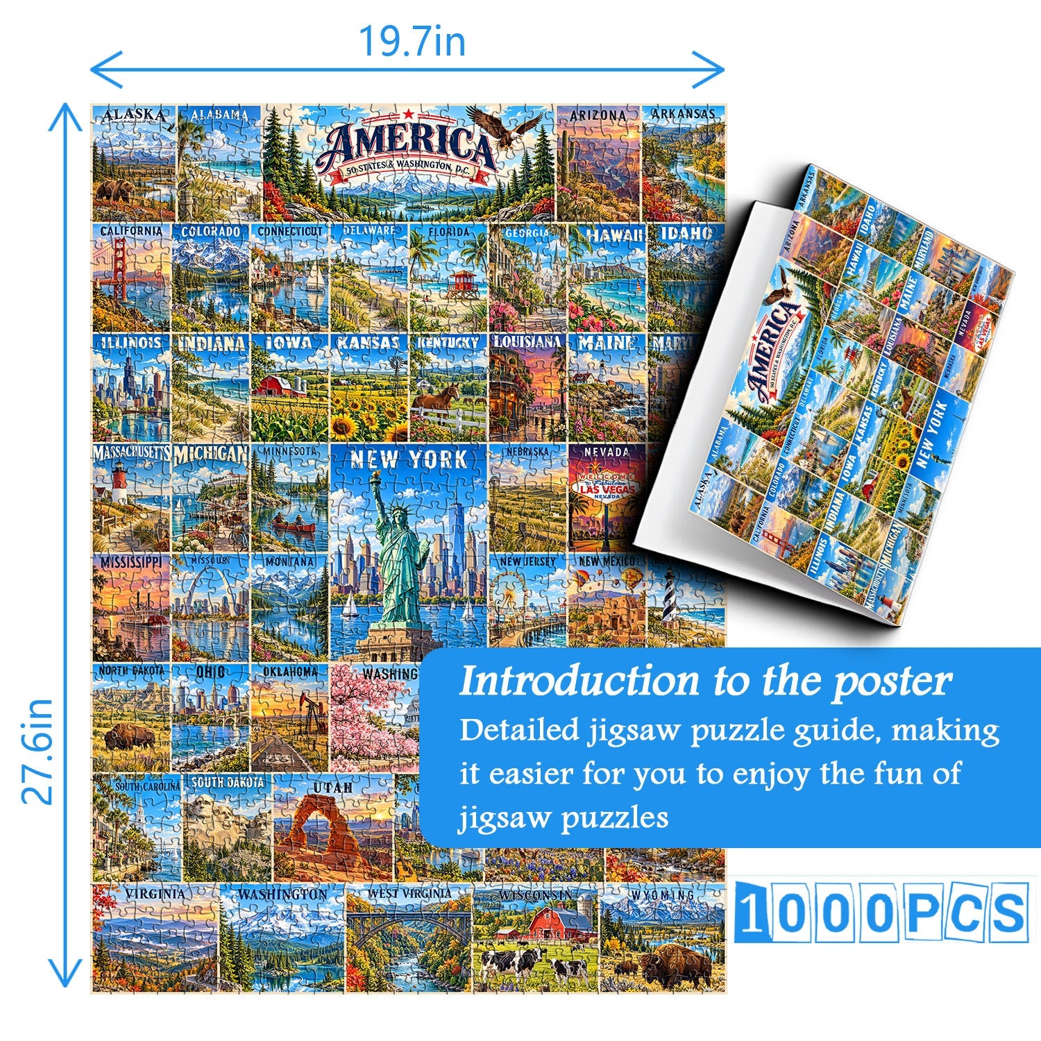 50 States & Washington, D.C Jigsaw Puzzle 1000 Piece