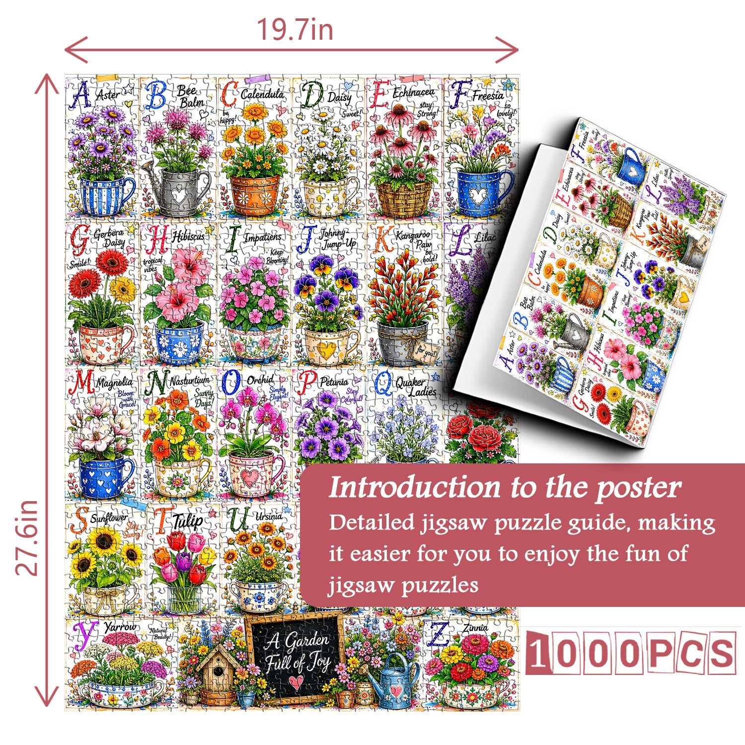Flower Alphabet Jigsaw Puzzle 1000 Pieces