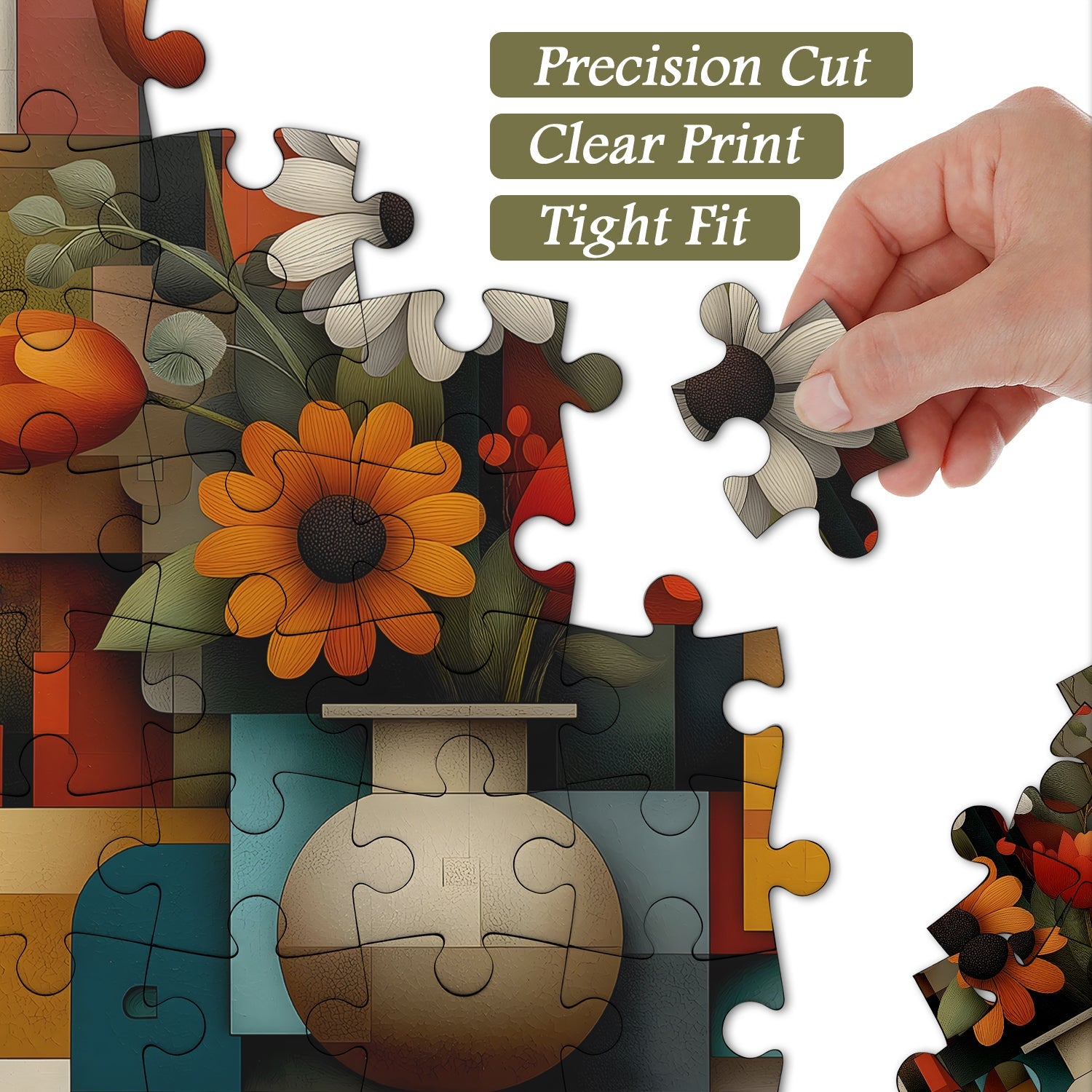 Puzzle en bois 1000 pièces « Rythme floral géométrique »