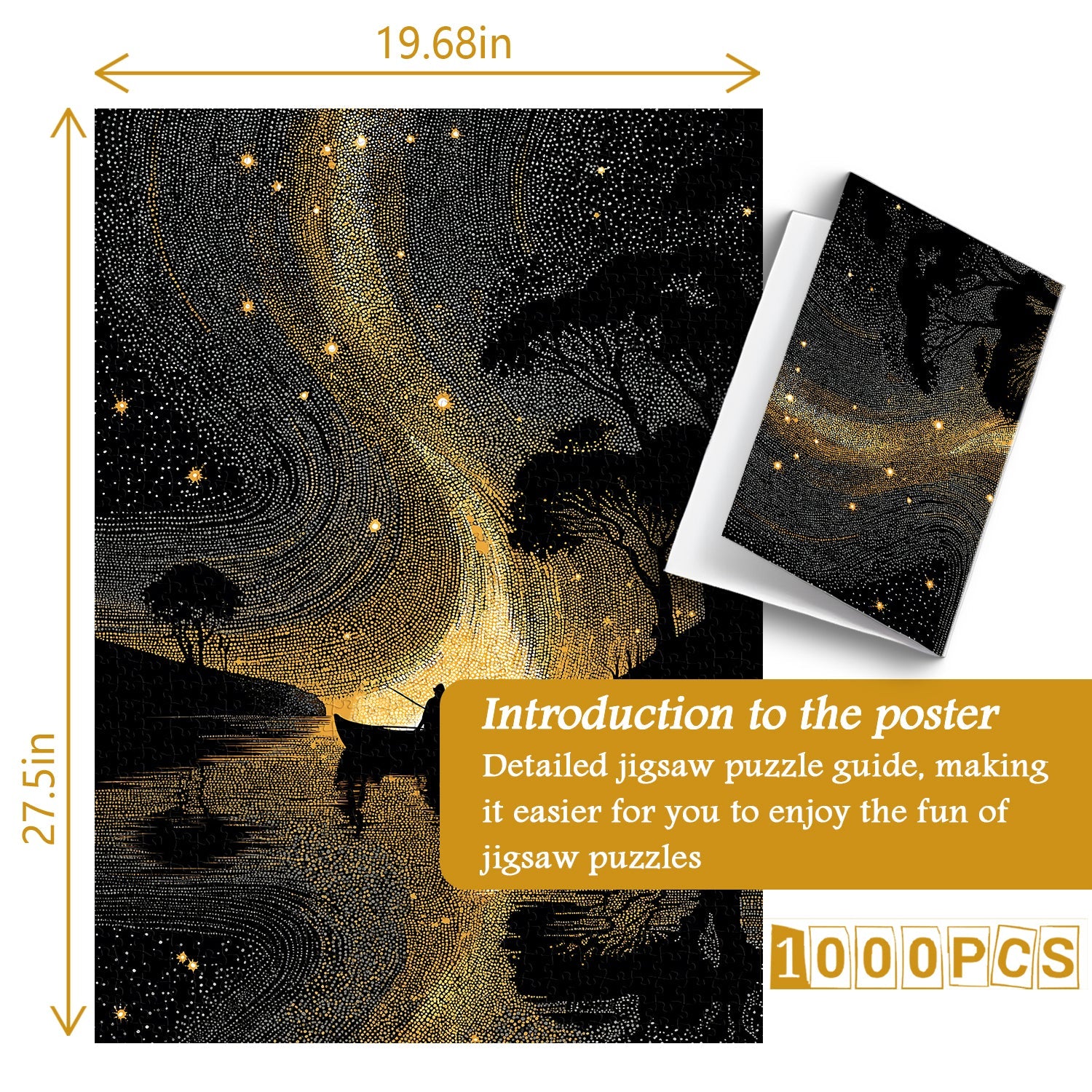 Puzzle de 1000 pièces « Nuit au bord de l'eau étoilée »