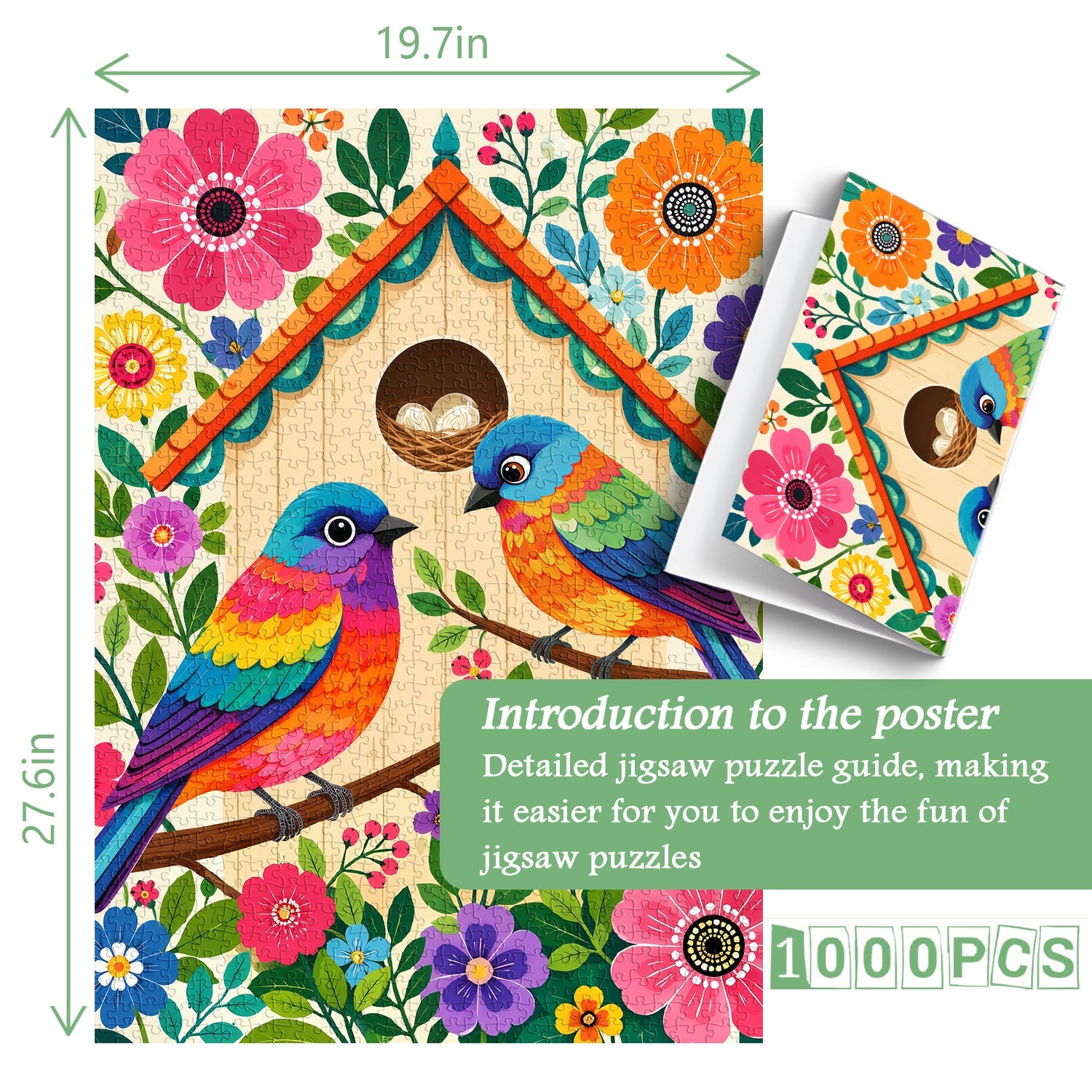 Floral Bird Cottage Jigsaw Puzzle 1000 Piece