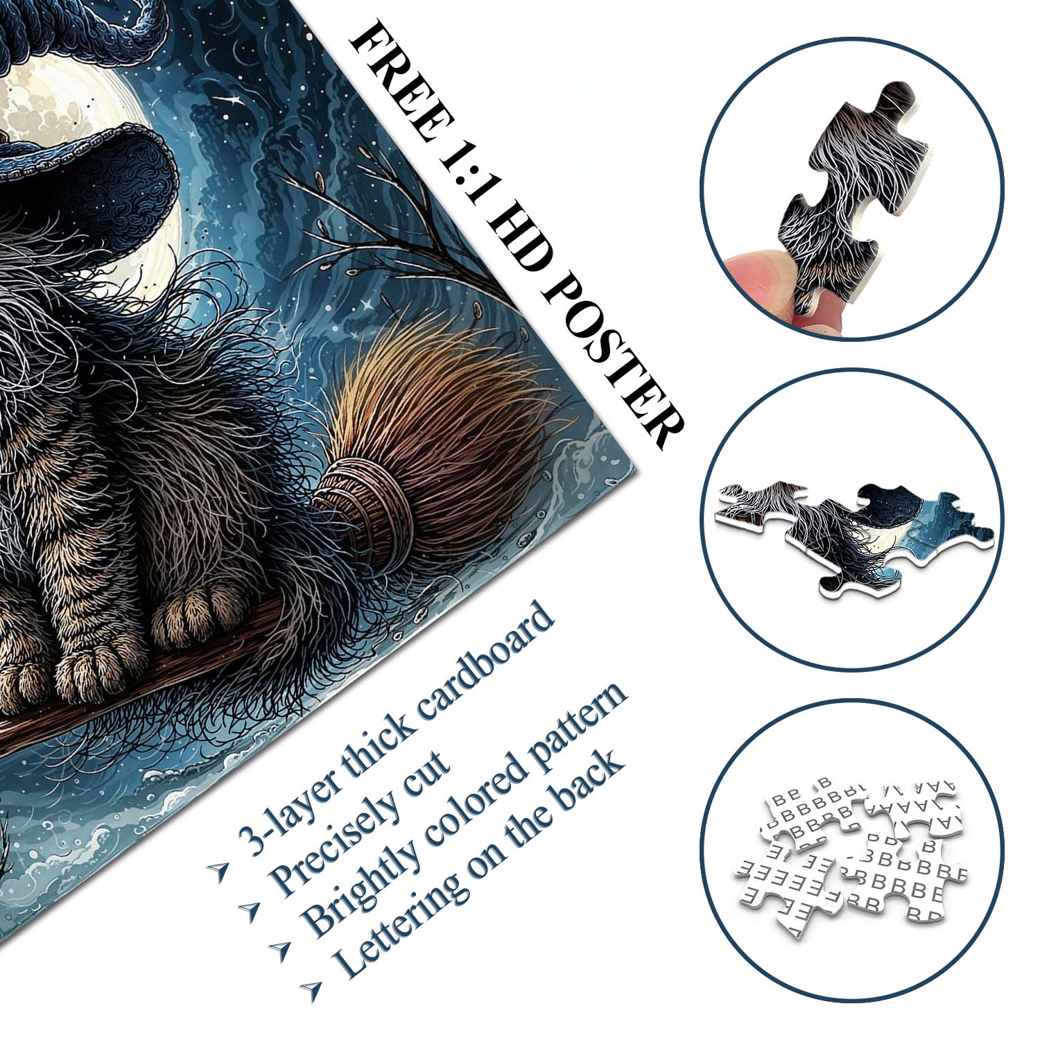 Moonlit Witch Cat  Jigsaw Puzzle 1000 Piece