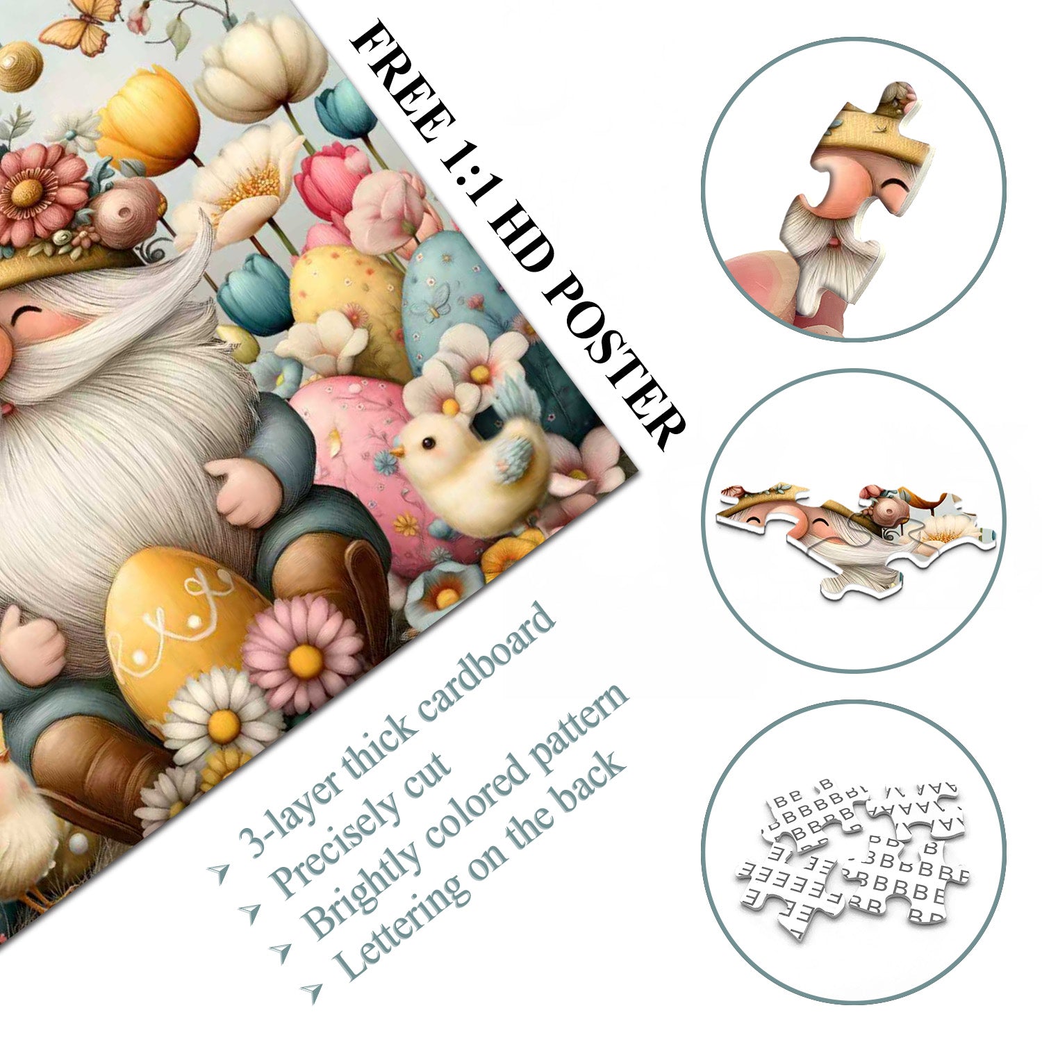 Easter Egg Gnome Jigsaw Puzzle 1000 Pieces