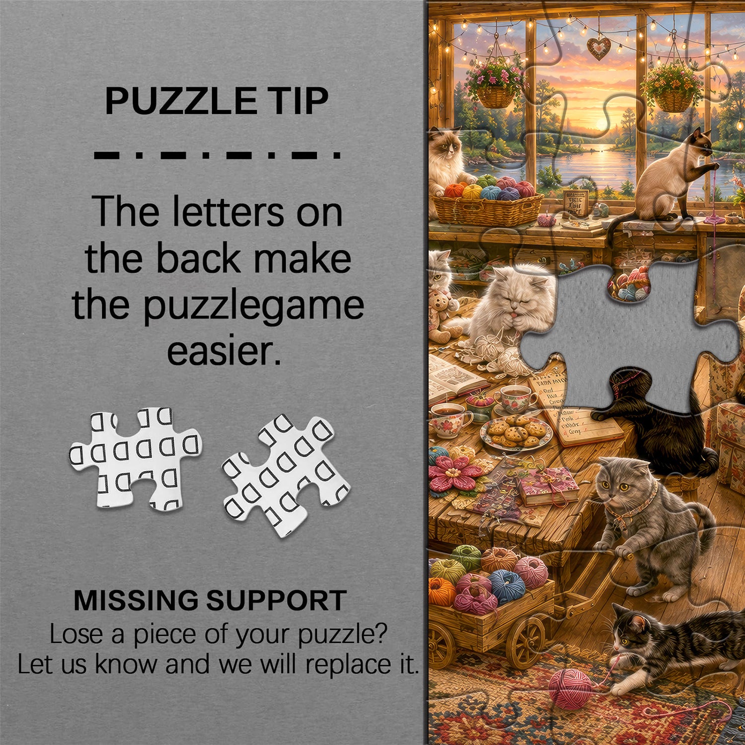 Cozy Knitting Cottage Cats Jigsaw Puzzle 1000 Piece