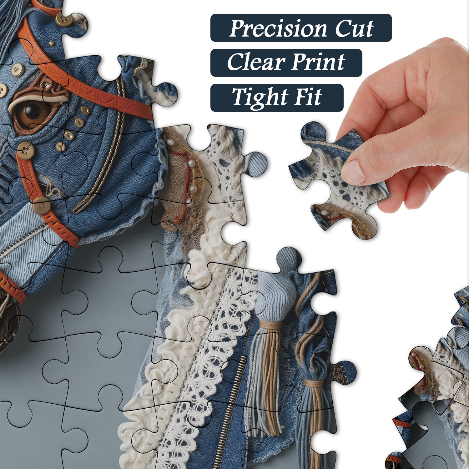 Puzzle Cheval en Denim 1000 Pièces